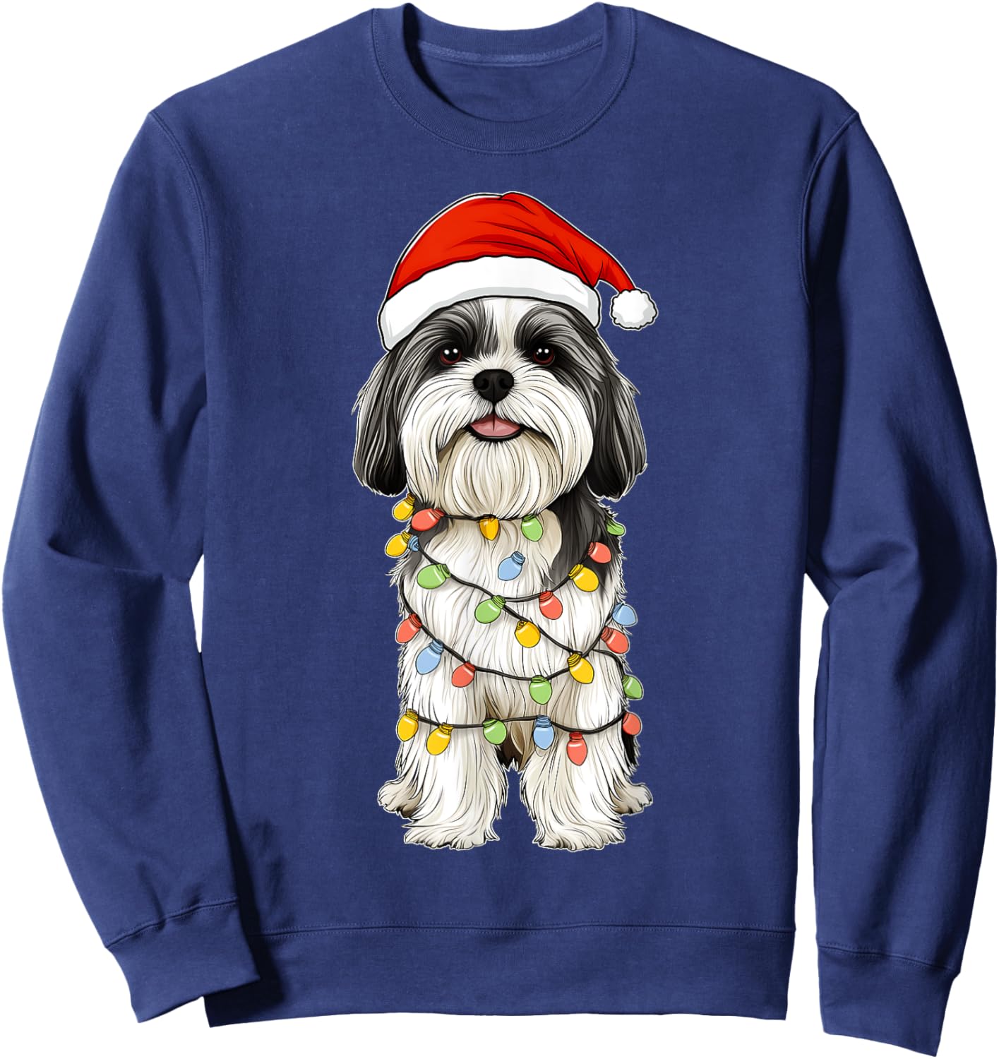 Havanese Dog Christmas Hat Xmas Men Women Kids Sweatshirt - Sweatshirt | Navy