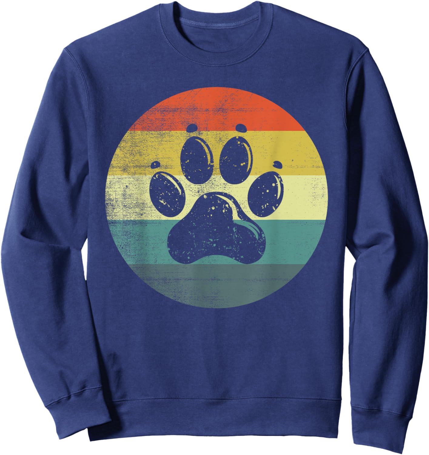 Retro Vintage Dog Paw Design Women Kids Sweatshirt - Sweatshirt | Navy