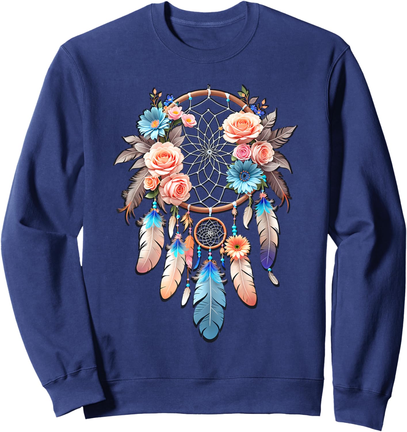 Boho Dream Catcher Native American Indian Indigenous Women Sweatshirt - Sweatshirt | Navy