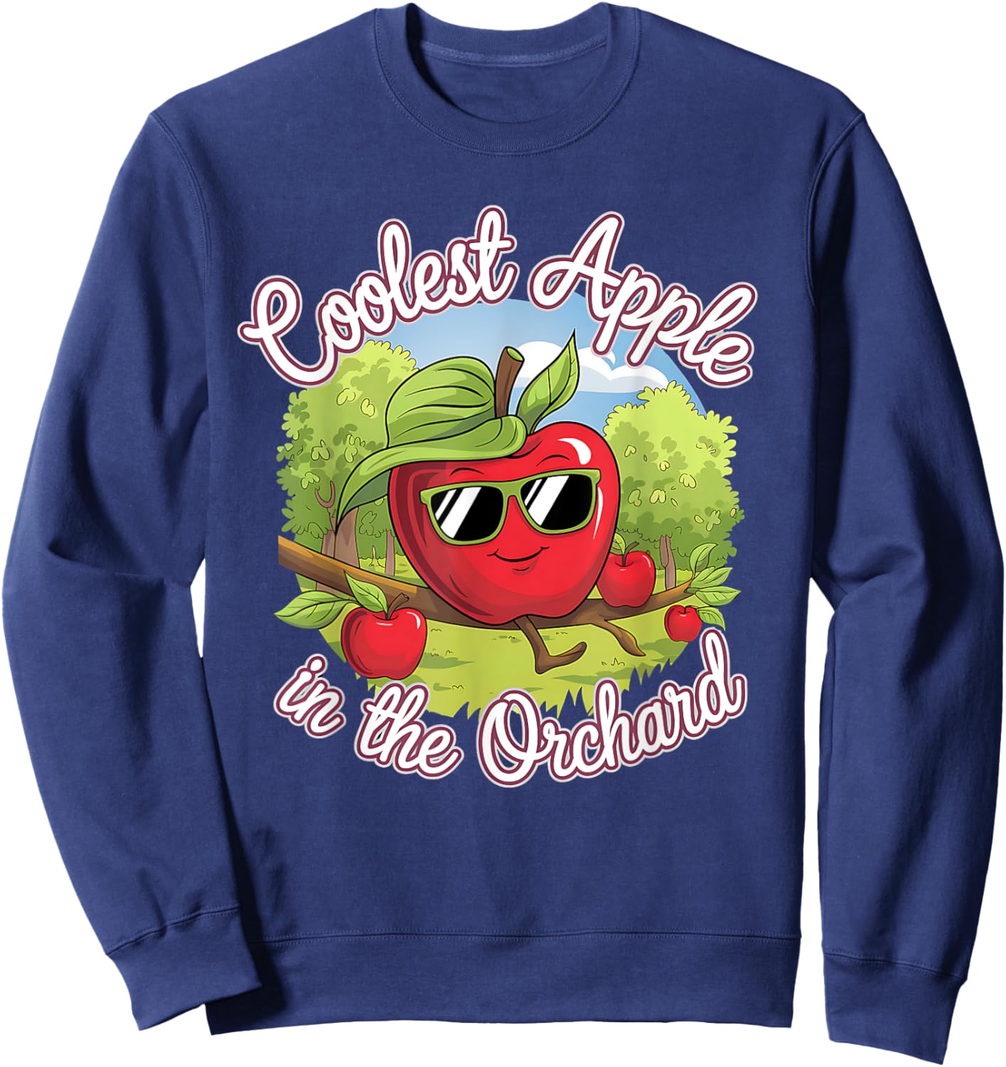 Retro Coolest Apple in the Orchard | Apple Picking Season Sweatshirt - Sweatshirt | Navy