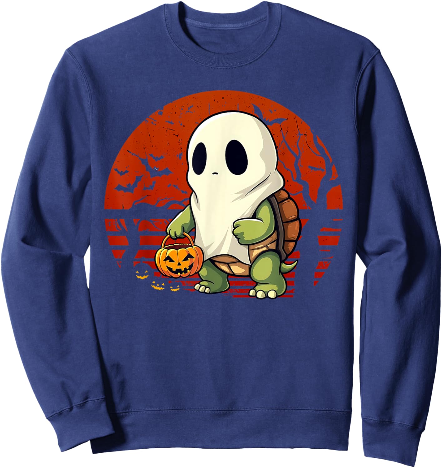 Halloween Turtle Ghost Pumpkin Costume Terrapin Tortoise Sweatshirt - Sweatshirt | Navy