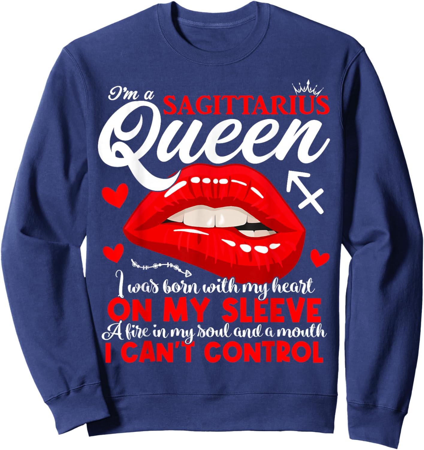Sagittarius Queen Zodiac Sign Women Girls Lady Birthday Sweatshirt - Sweatshirt | Navy