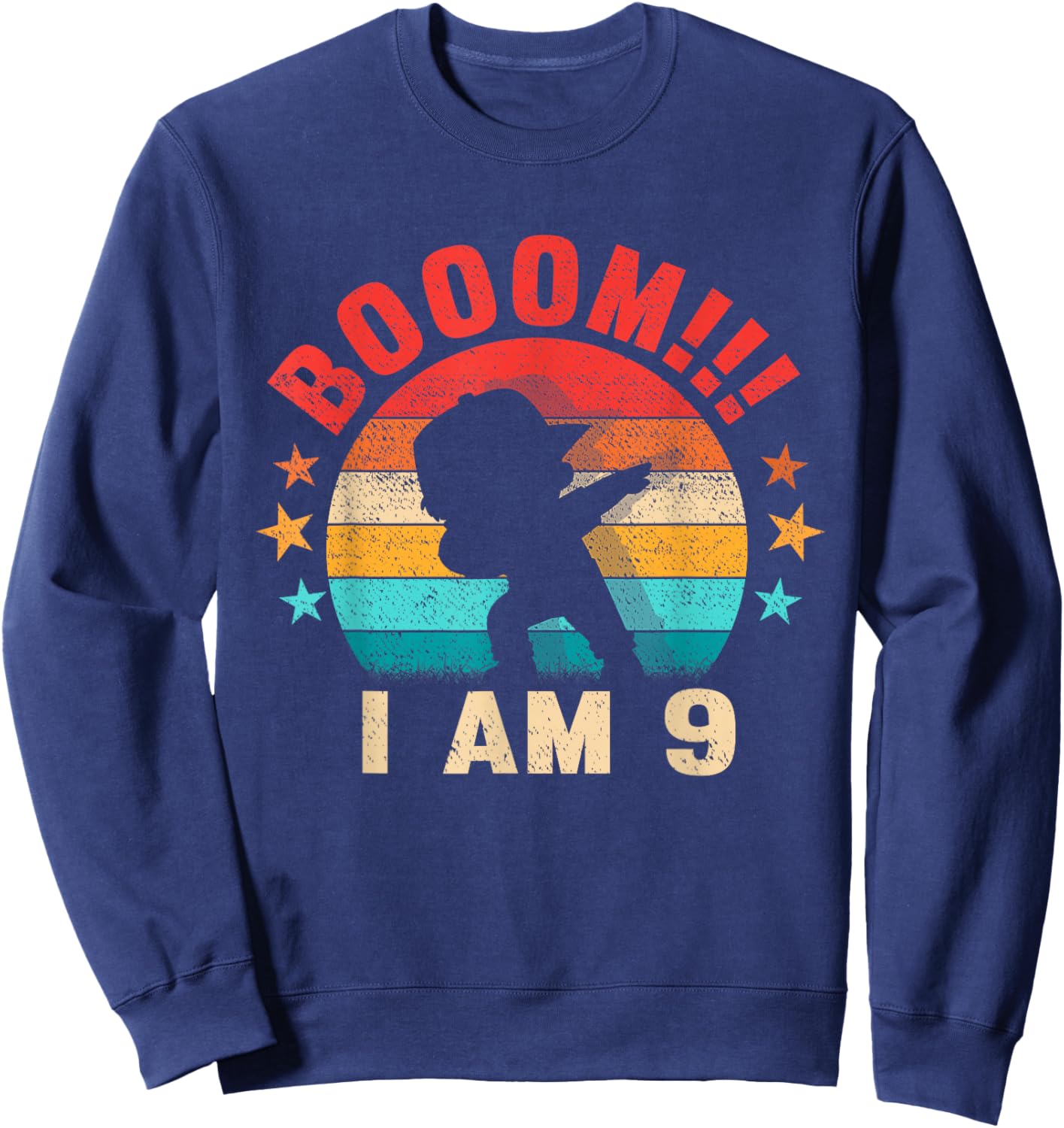 Retro Vintage Dabbing Boom I Am 9 9th Birthday Boy Kids Sweatshirt - Sweatshirt | Navy