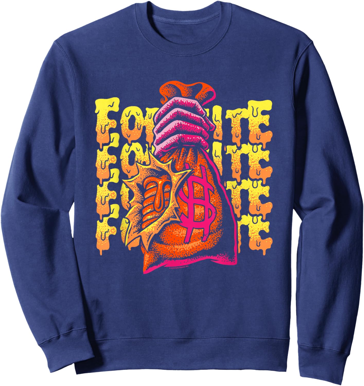 Fortnite Mancake Melting Distressed Big Chest Poster Sweatshirt - Sweatshirt | Navy