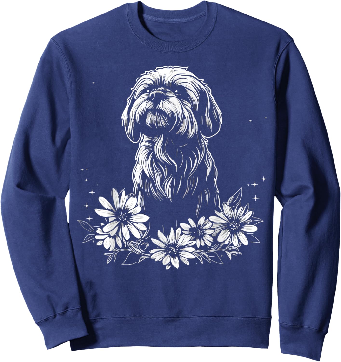 Retro Tattoo Style Lhasa Apso Dog Lover Sweatshirt - Sweatshirt | Navy