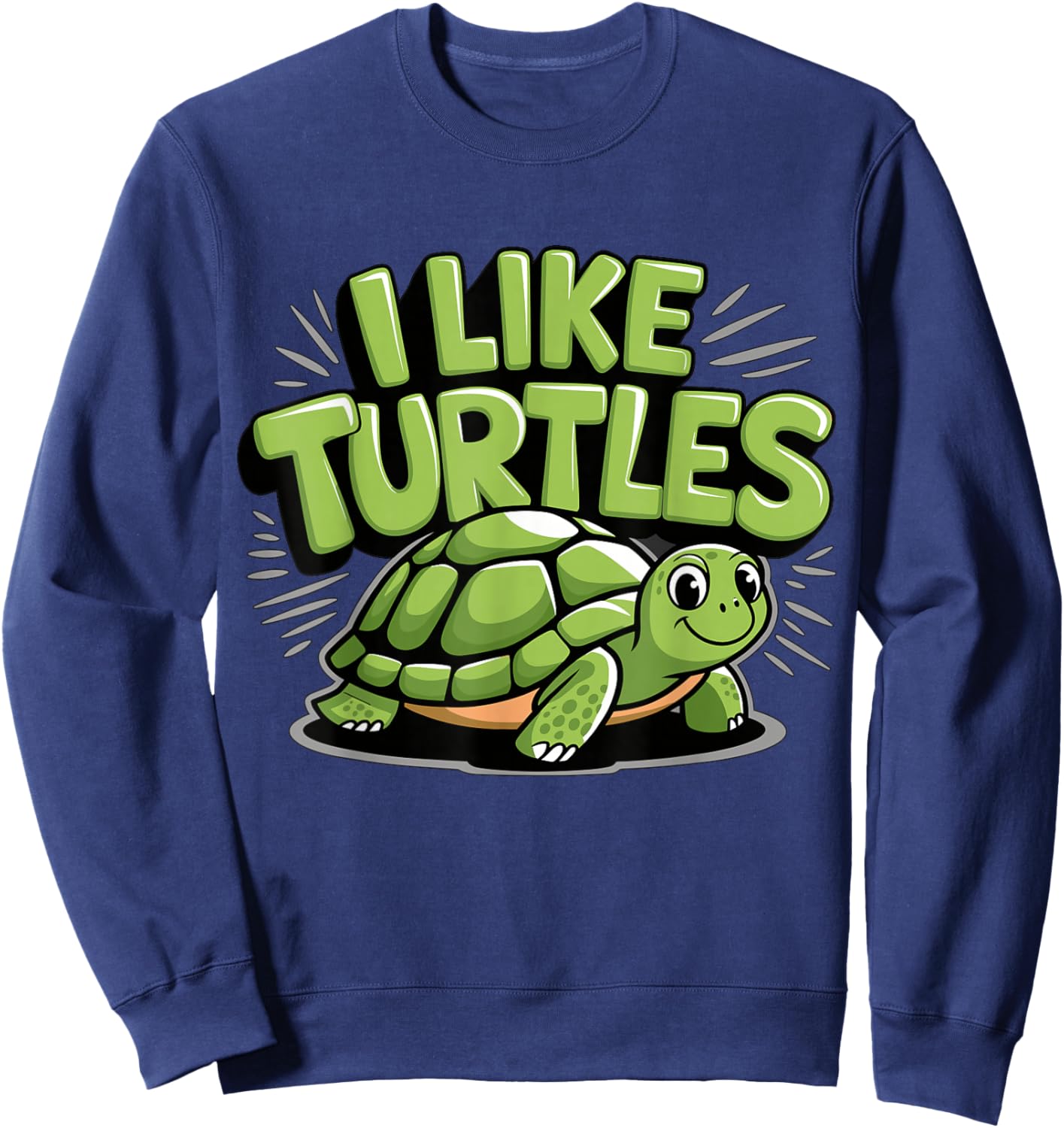 Magical and Funny Turtle lover Gifts -Kids, Girls Black Cartoon Turtleneck Small Classic Fit Short Sleeve Sweatshirt - Sweatshirt | Navy
