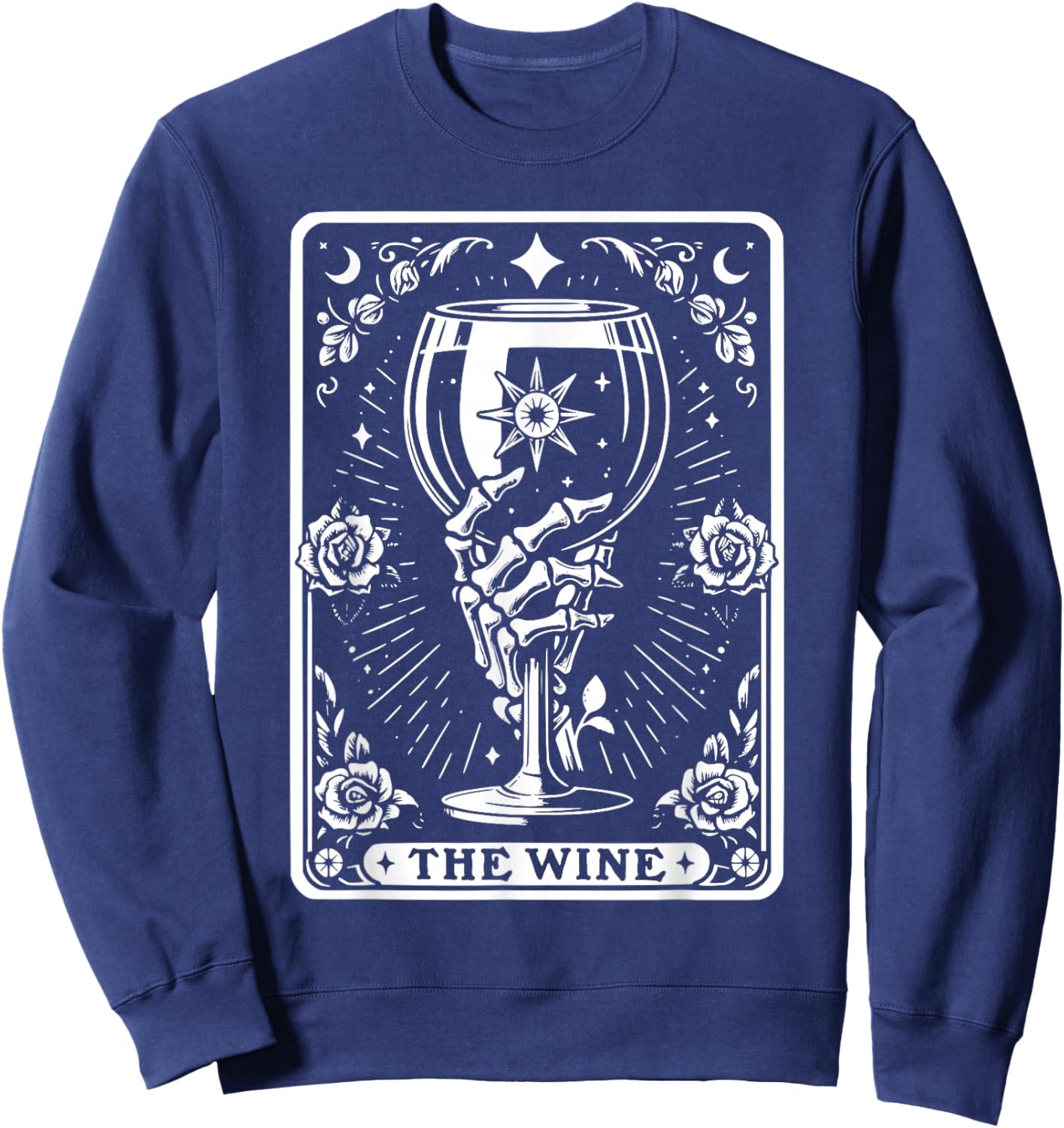 Tarot Card The Wine Skeleton Wine Glass The Wine Tarot Cards Sweatshirt - Sweatshirt | Navy