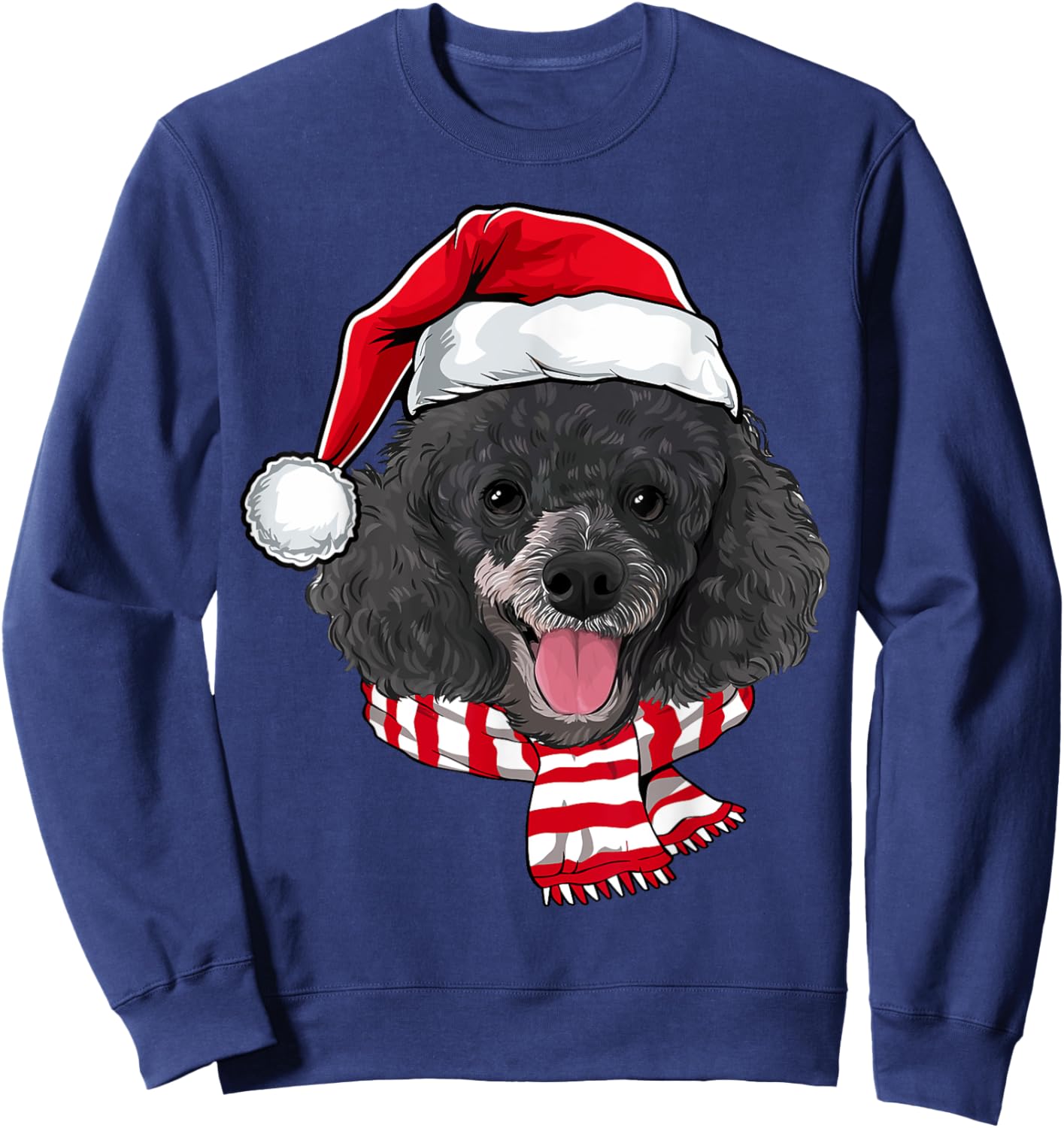 Santa Miniature Poodle Christmas Dog Lover Men Women Kids Sweatshirt - Sweatshirt | Navy