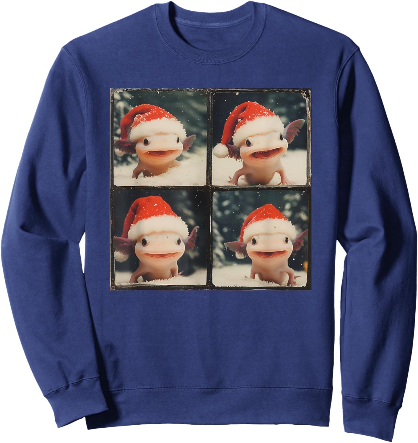 Baby Salamander Happy Axolotl Christmas Sweatshirt - Sweatshirt | Navy