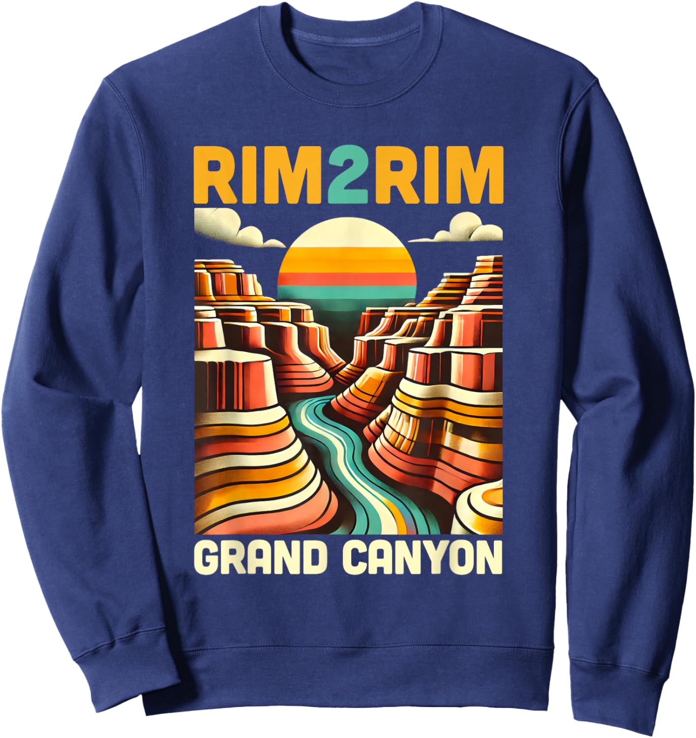 Vintage Rim 2 Rim Grand Canyon Trail Run, R2R2R Run Hiking Sweatshirt - Sweatshirt | Navy