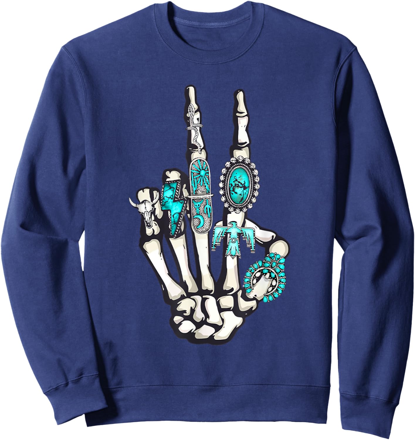 Concho Ring Skeleton Sweatshirt - Sweatshirt | Navy