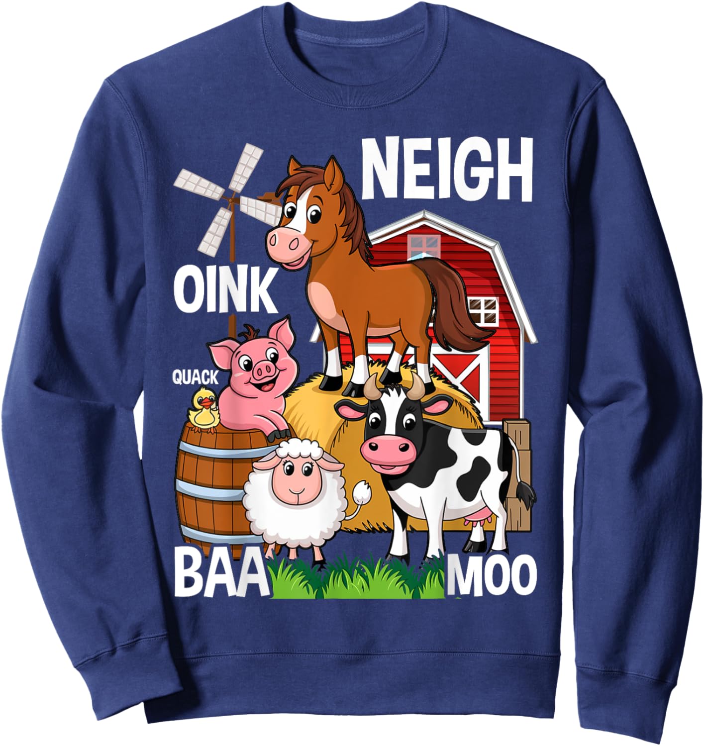 Cute Farm Animals With Sounds Sweatshirt - Sweatshirt | Navy