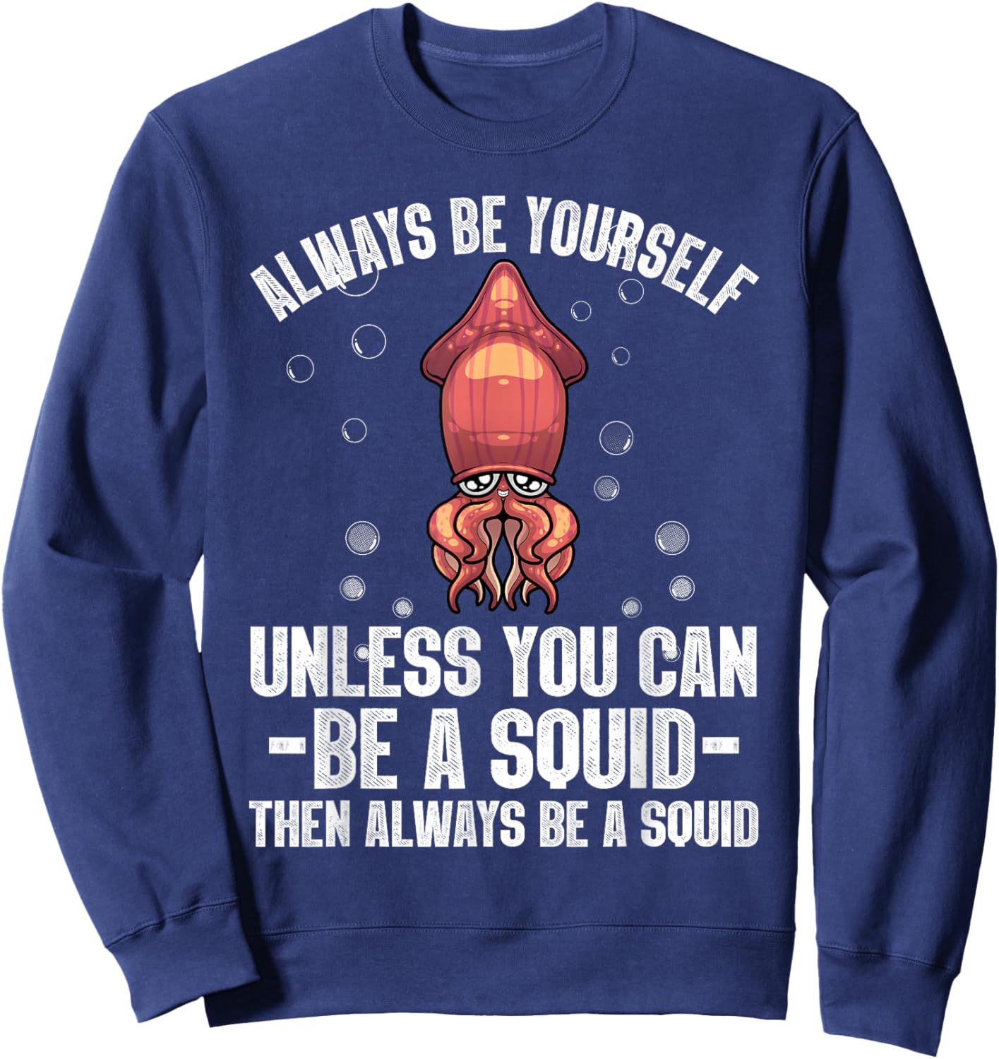 Best Squid Art For Kids Men Women Adult Octopus Lover Squid Sweatshirt - Sweatshirt | Navy