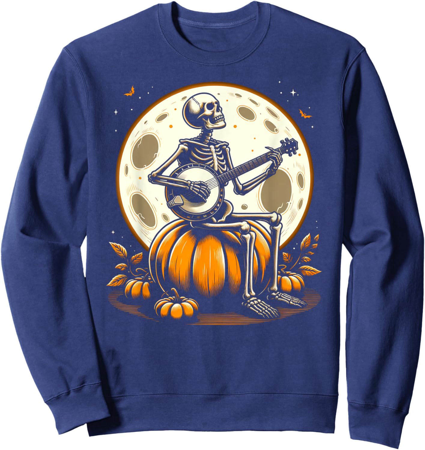 Funny Skeleton Playing Banjo Halloween Costume Men Women Sweatshirt - Sweatshirt | Navy