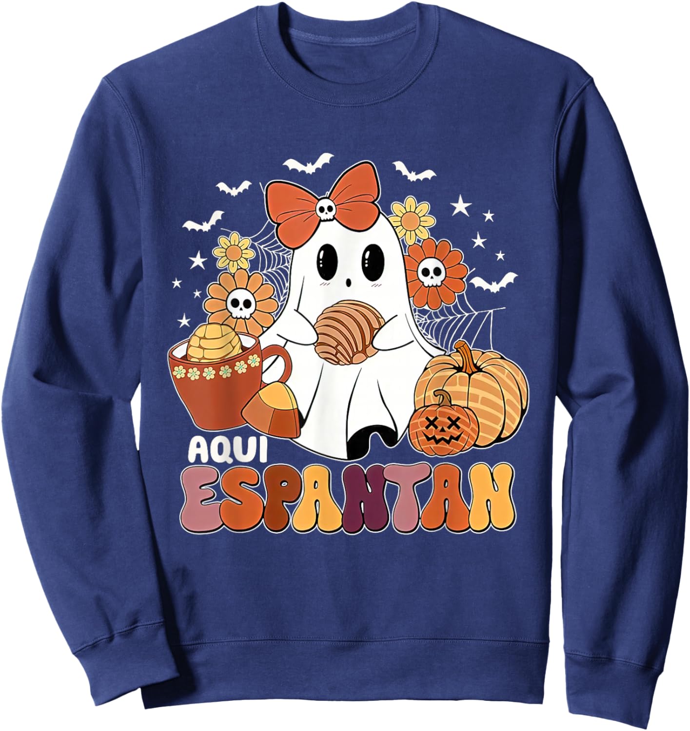 Aqui espantan Dia de Muertos Spanish Mexican Halloween Funny Sweatshirt - Sweatshirt | Navy