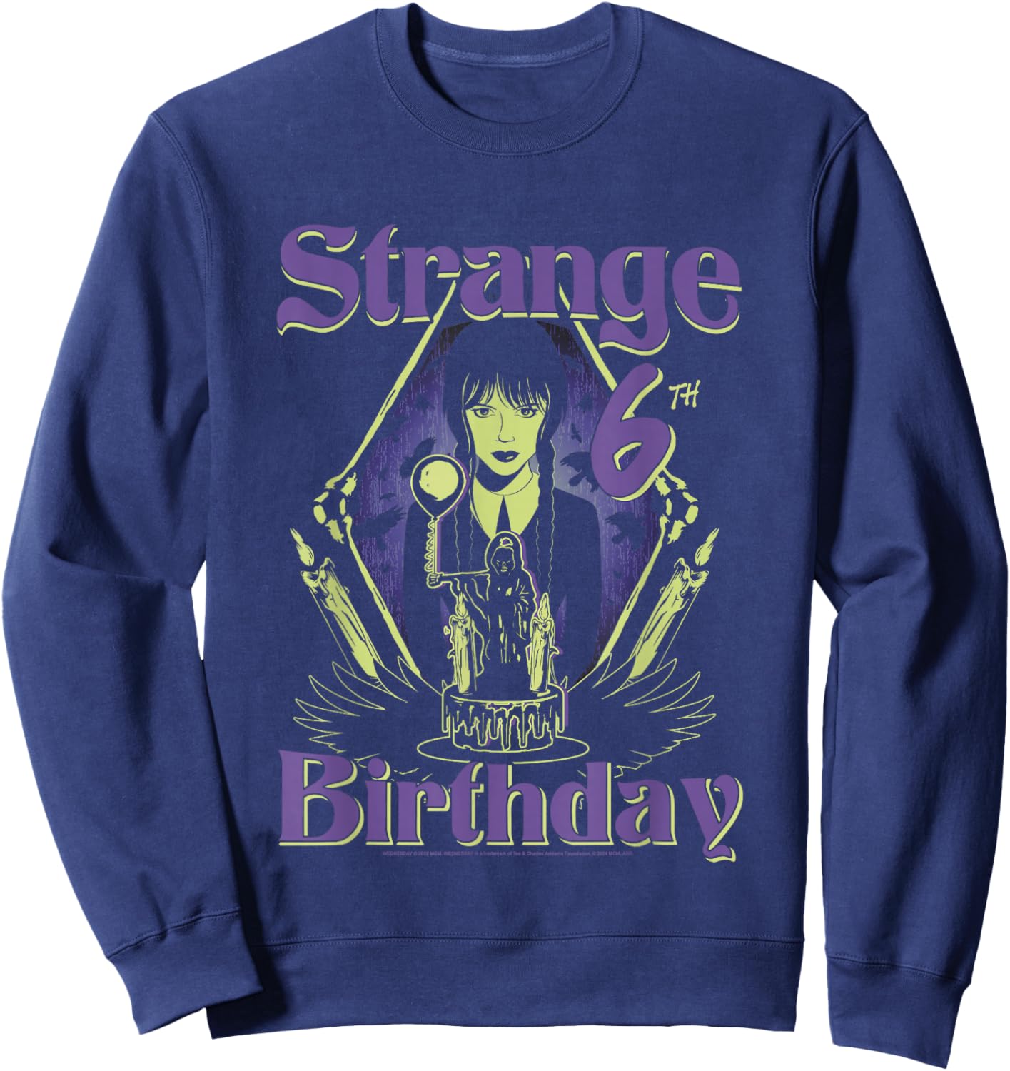 Wednesday Strange 6th Goth Birthday Big Wednesday Chest Logo Sweatshirt - Sweatshirt | Navy