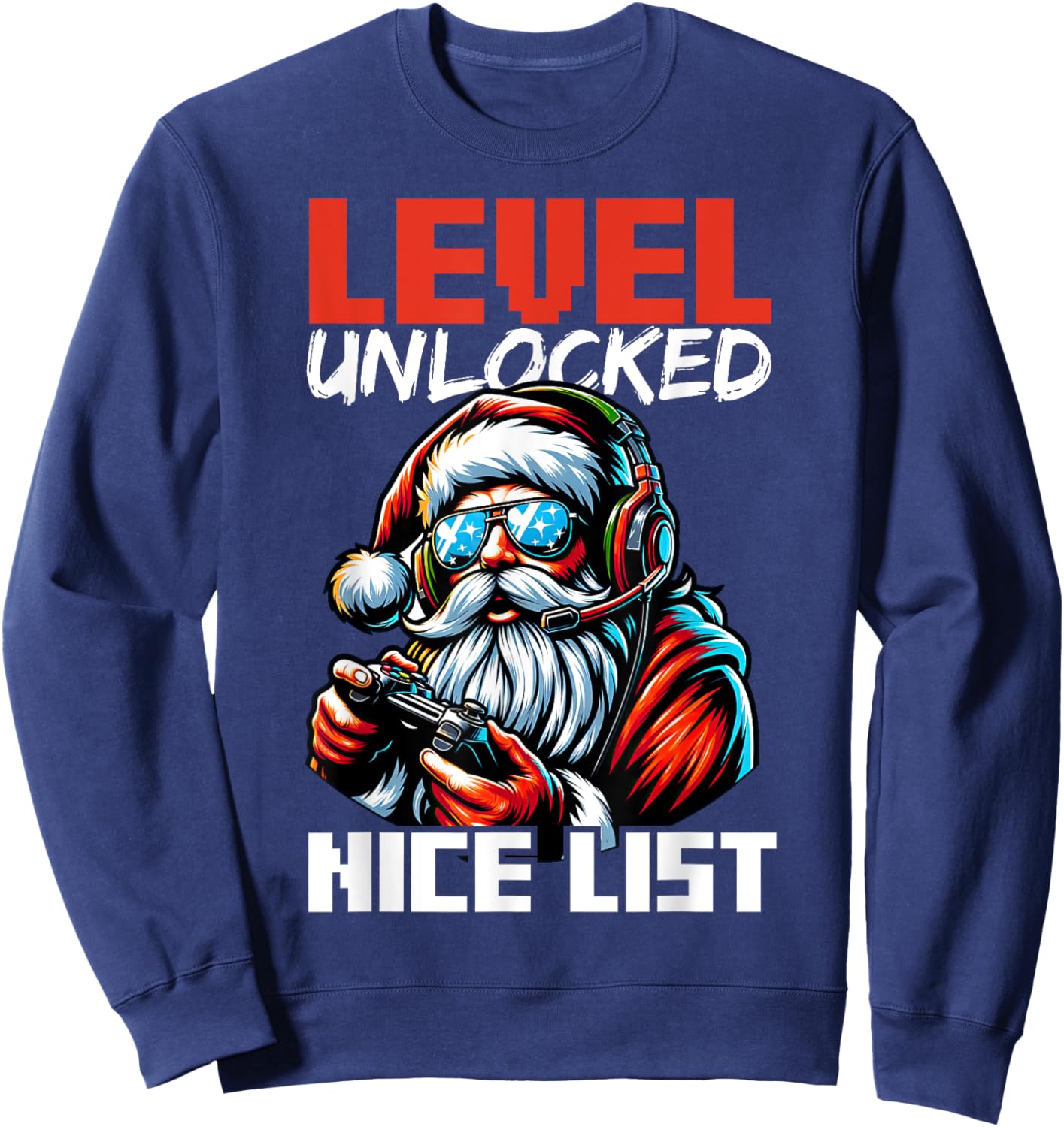 Christmas Gamer Boys Nice List Video Game Santa Xmas Sweatshirt - Sweatshirt | Navy
