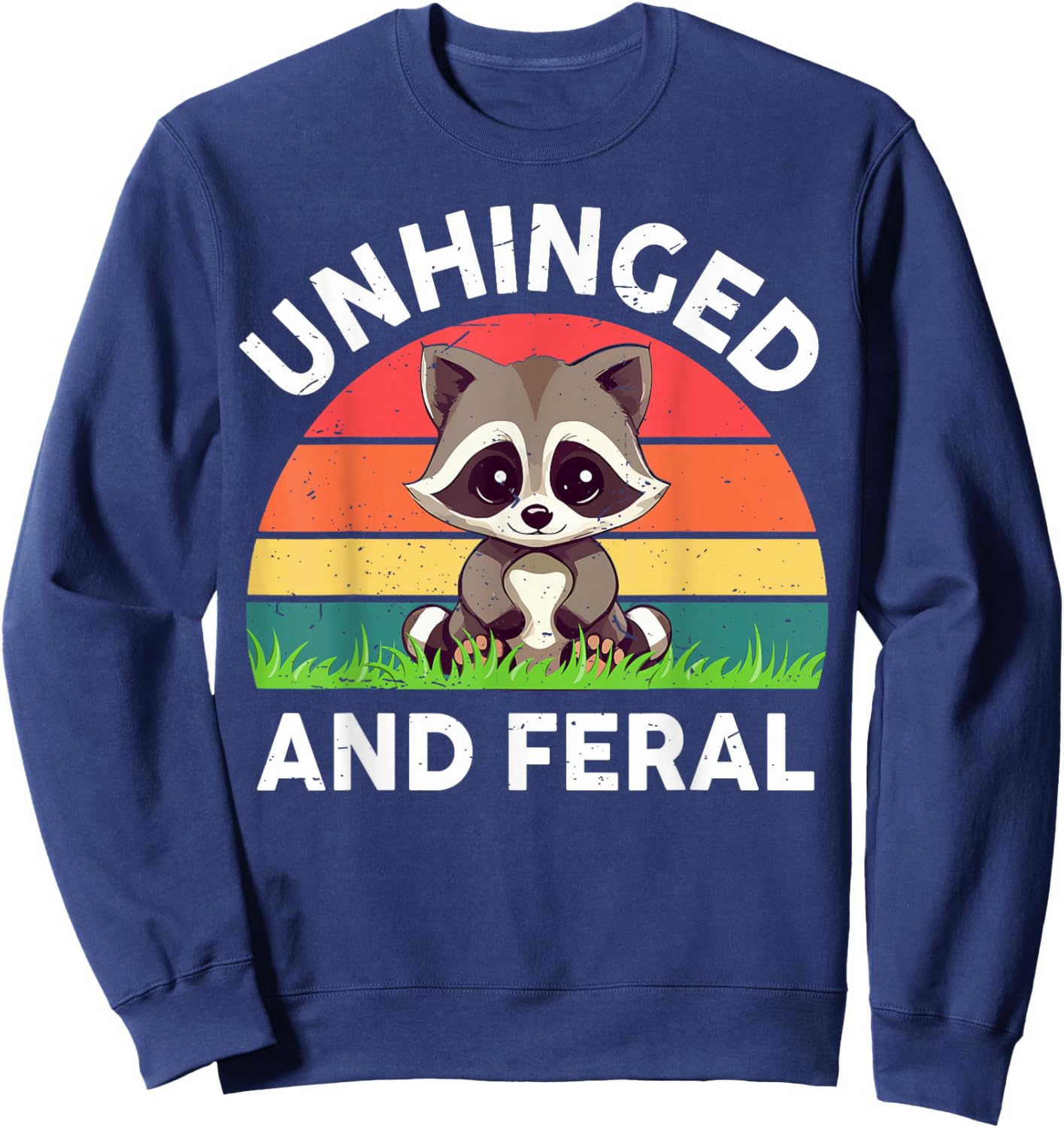 Raccoon Unhinged And Feral Toddler Boy Kid Funny Trash Panda Sweatshirt - Sweatshirt | Navy