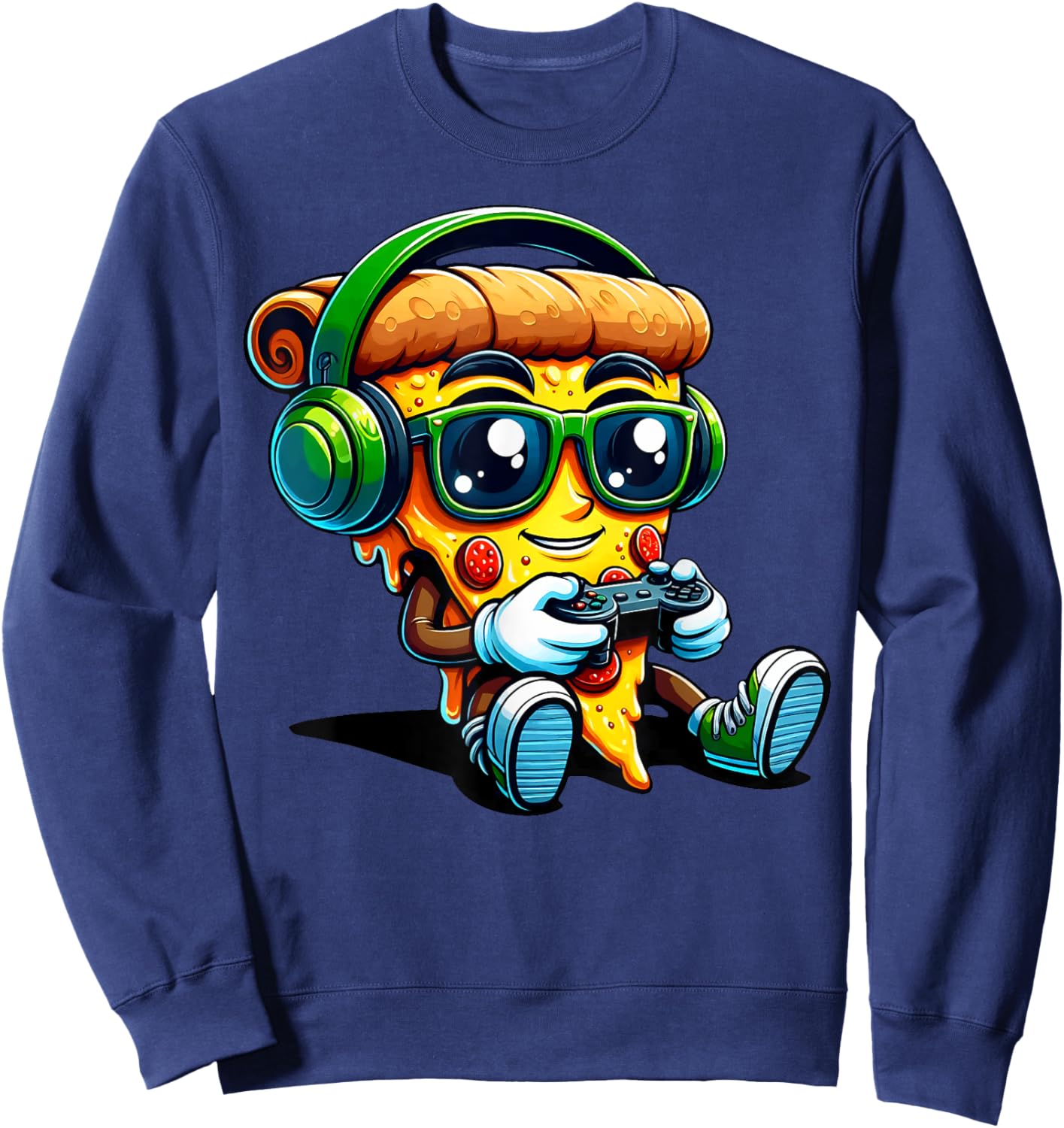Gamer Pizza Video Gaming Funny Food Games Men Boys Kids Teen Sweatshirt - Sweatshirt | Navy