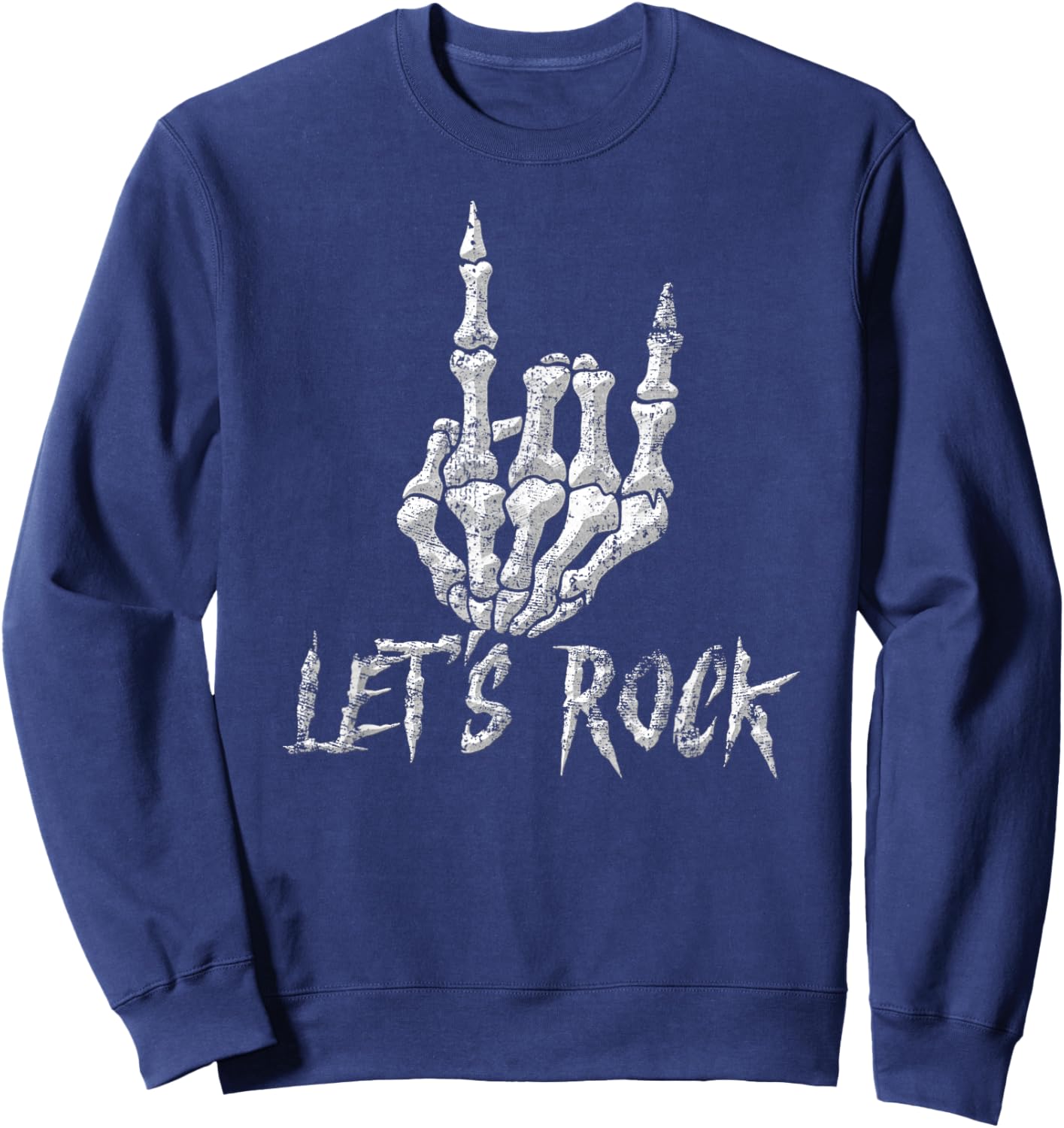 Rock Roll Band Skeleton Hand Guitar Rock Cool Men Women Boys Sweatshirt - Sweatshirt | Navy