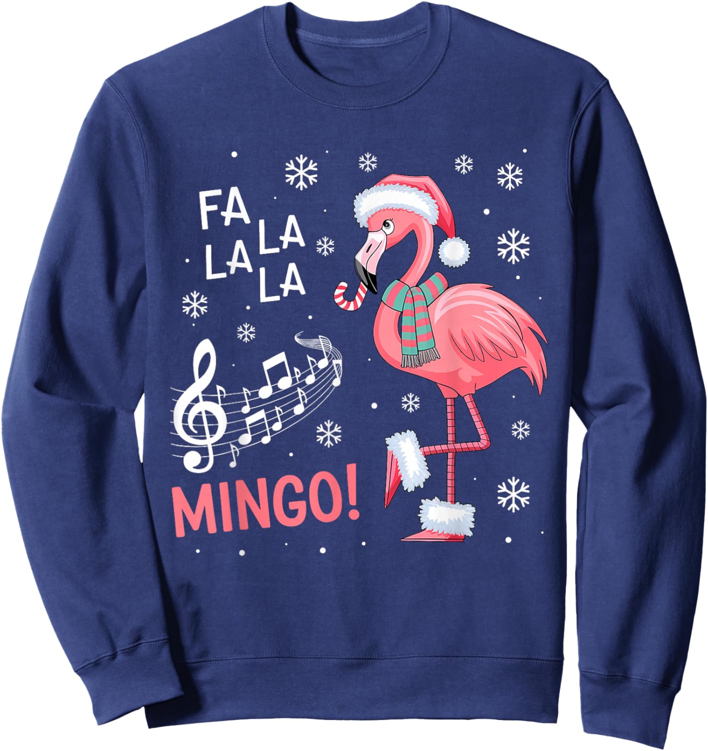 Fa La La Mingo Flamingo Candy Cane Christmas Sweatshirt - Sweatshirt | Navy