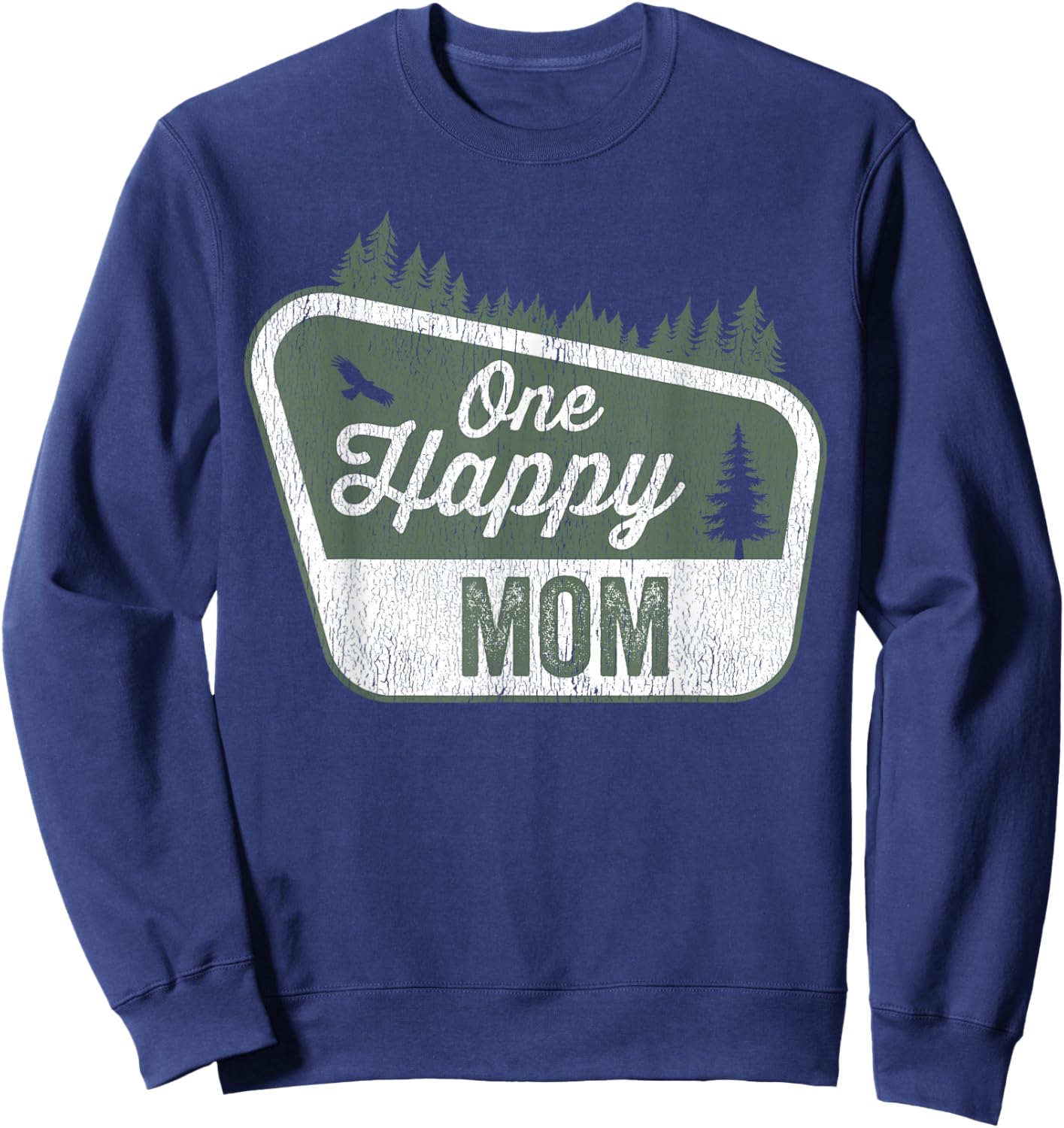 One Happy Mom Matching Family Birthday Party Camping Sweatshirt - Sweatshirt | Navy