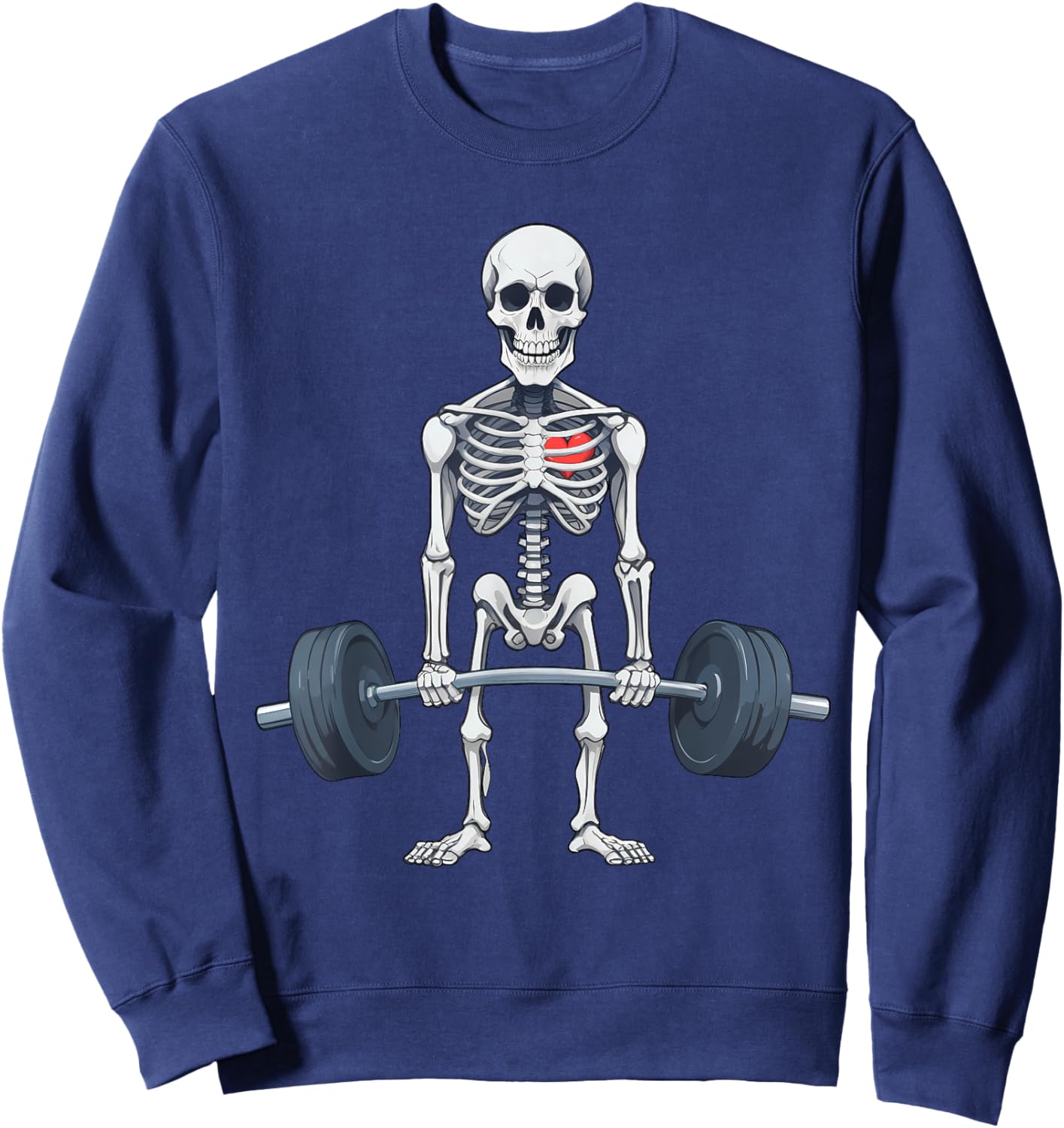 Halloween Skeleton Deadlift Funny Fitness Weightlifting Gym Sweatshirt - Sweatshirt | Navy