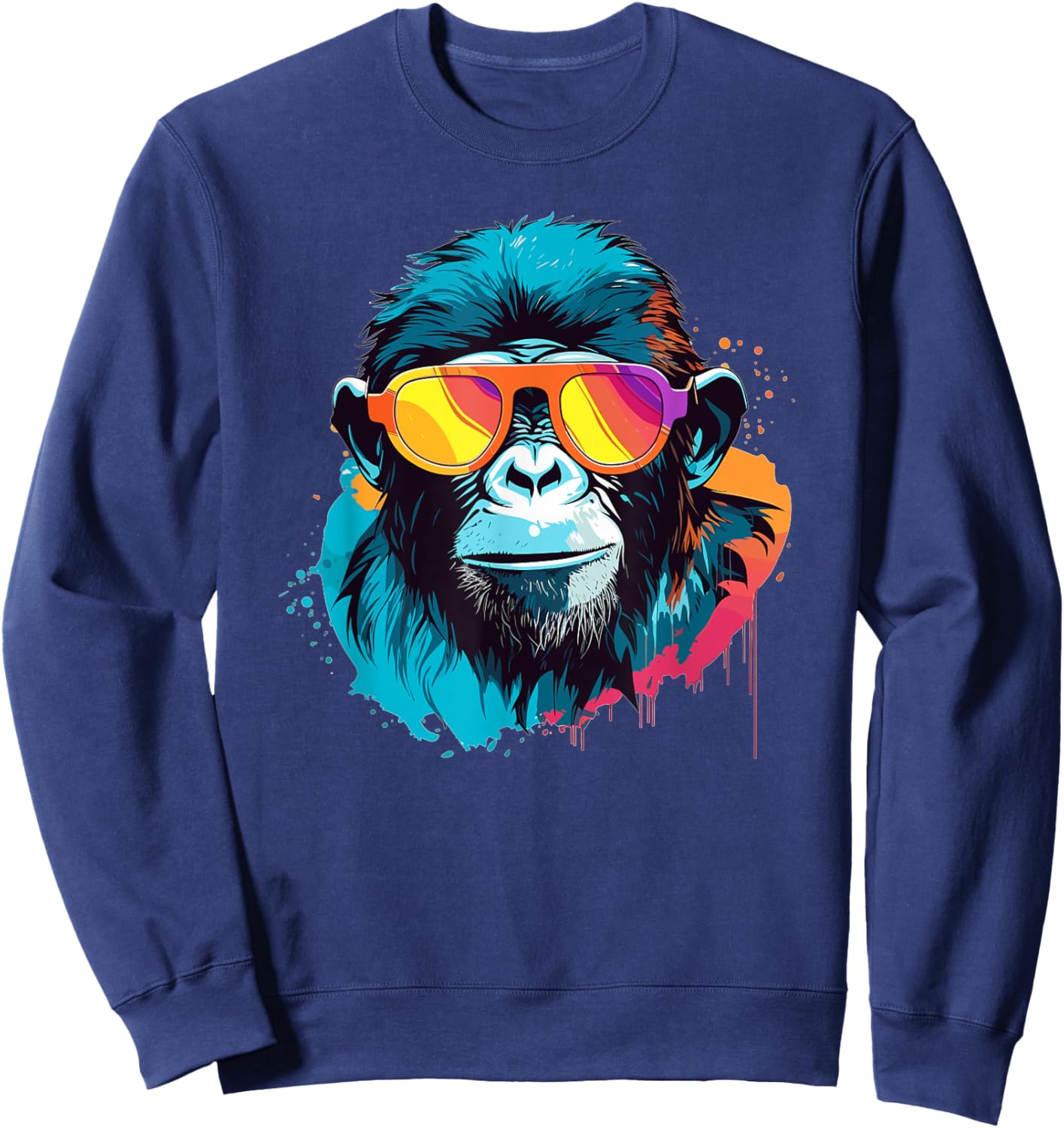 Chill Monkey with Sunglasses Swag Sweatshirt - Sweatshirt | Navy