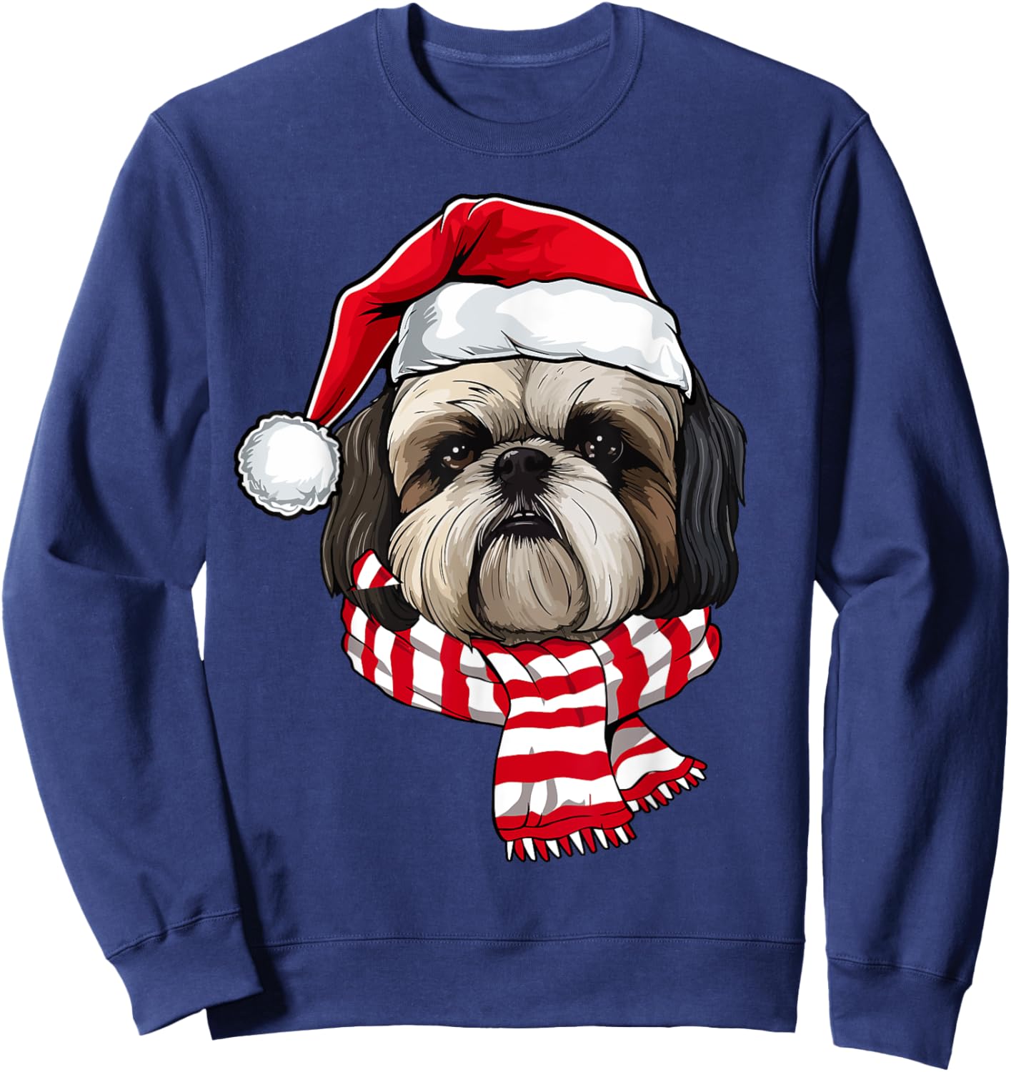 Santa Shih Tzu Christmas Dog Lover Men Women Kids Sweatshirt - Sweatshirt | Navy
