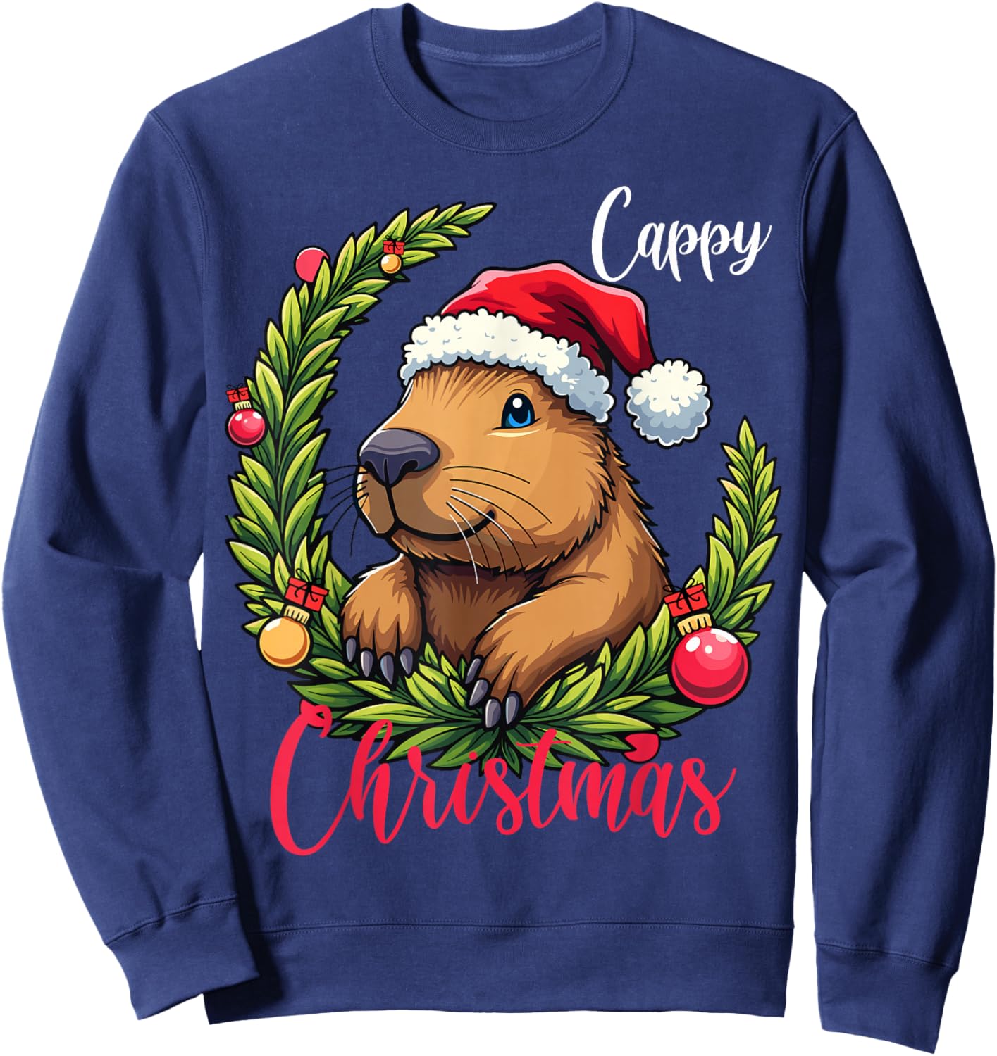 Capybara Santa Clause Christmas Sweatshirt - Sweatshirt | Navy