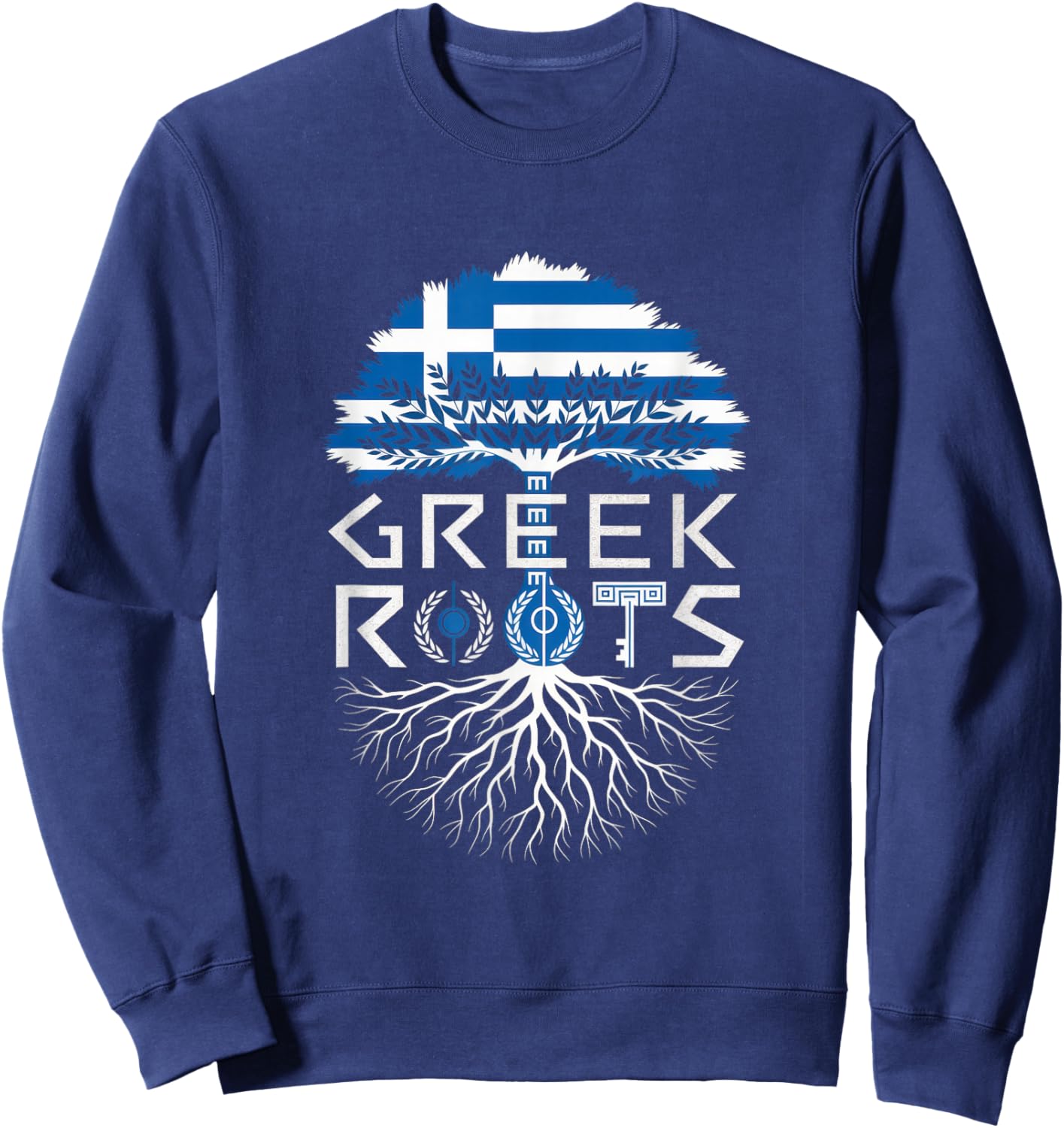 Greek Roots - Greece Flag Colors Family Tree Souvenir Sweatshirt - Sweatshirt | Navy