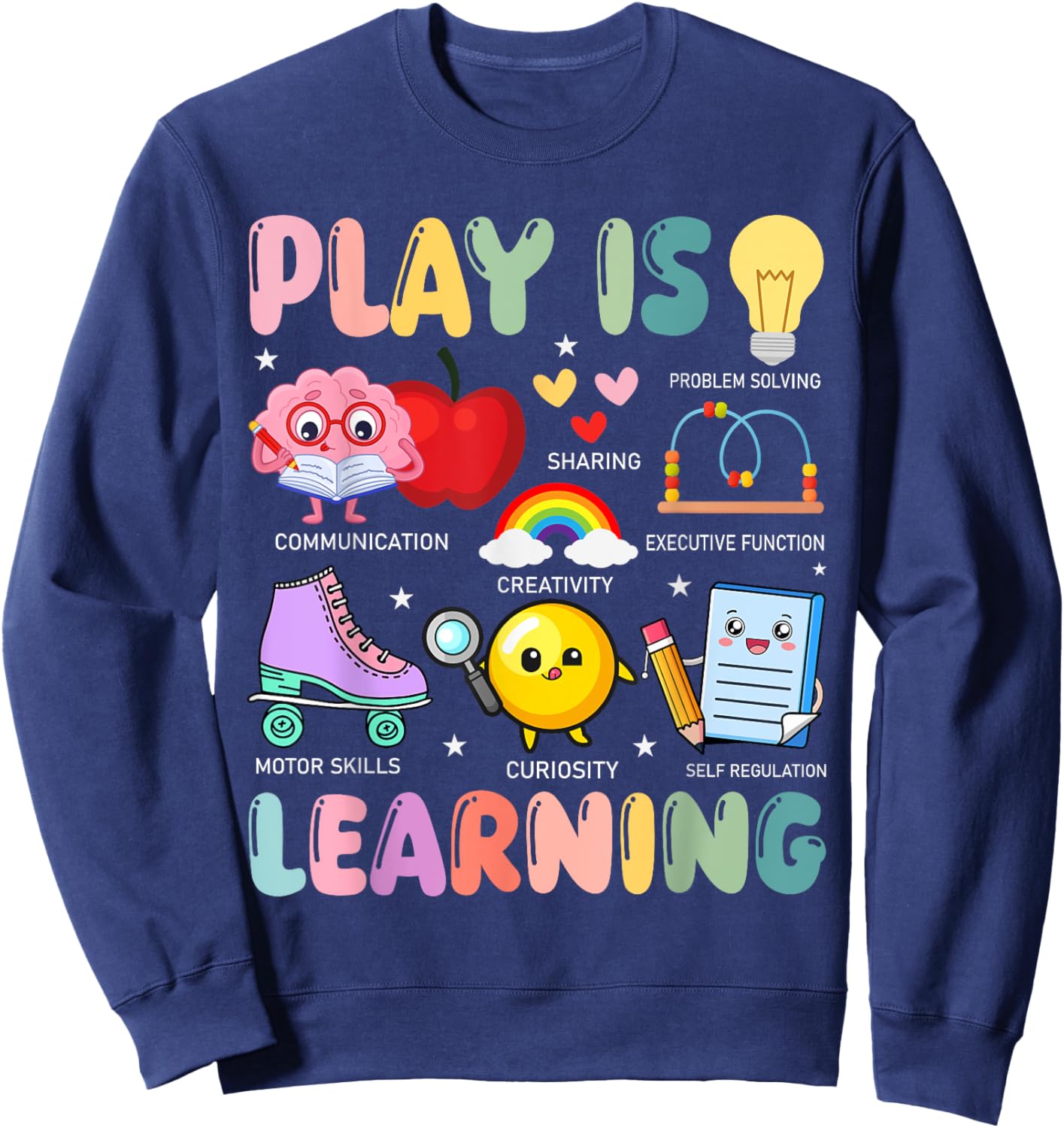 Retro Play Is Learning Kindergarten Teacher Team Women Sweatshirt - Sweatshirt | Navy