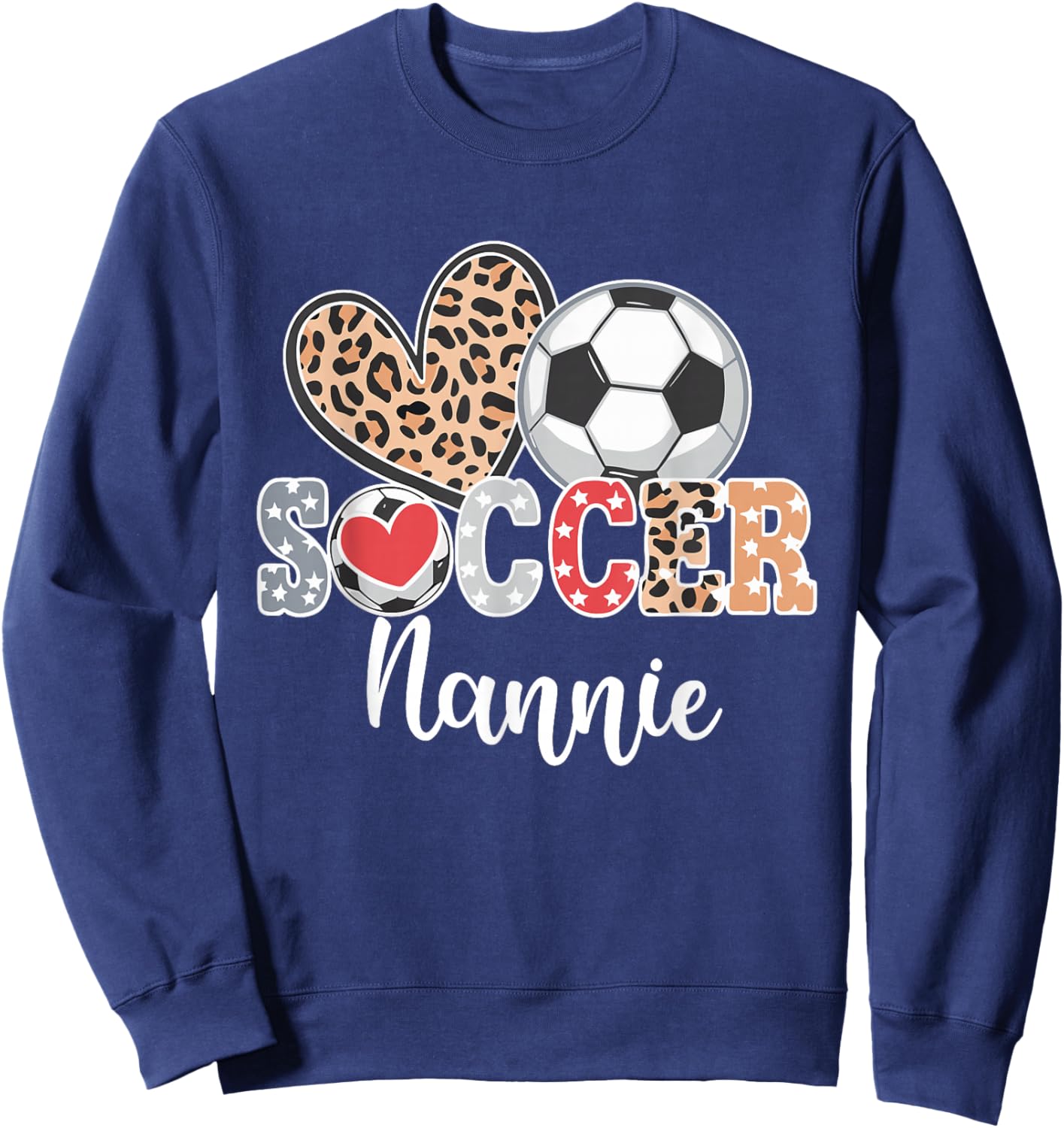 Soccer Nannie Cute Leopard Heart Sweatshirt - Sweatshirt | Navy