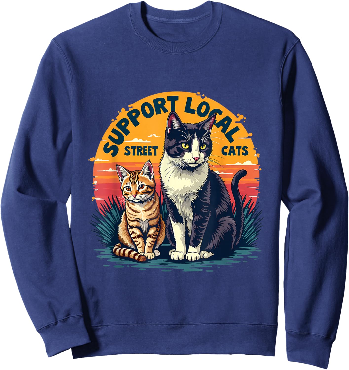 Support Local Street Cats Feline Rescue Awareness Sweatshirt - Sweatshirt | Navy
