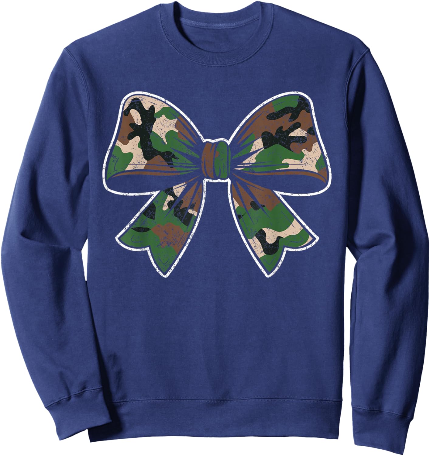Camouflage Old Camo Bow Camo Coquette Bow Hunting Women Girl Sweatshirt - Sweatshirt | Navy