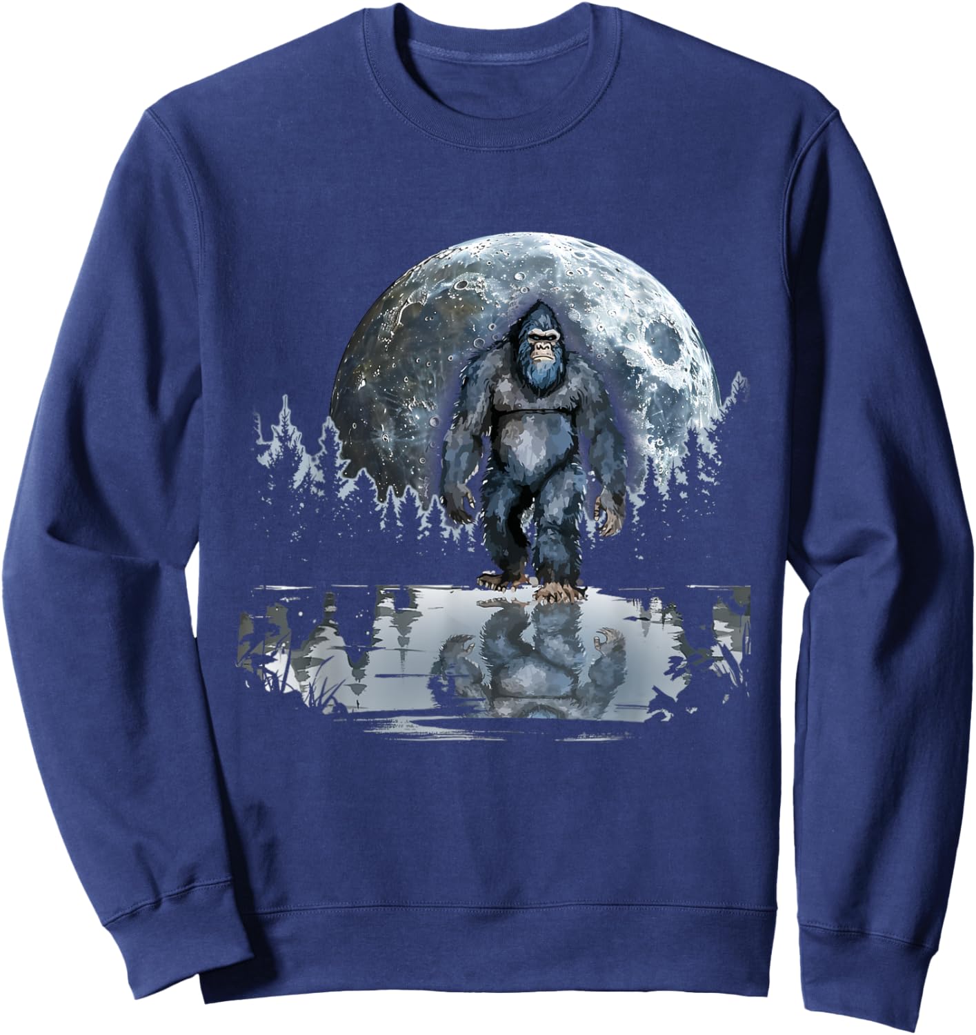 Bigfoot Sasquatch Full Moon In The Forest Women Kids Sweatshirt - Sweatshirt | Navy