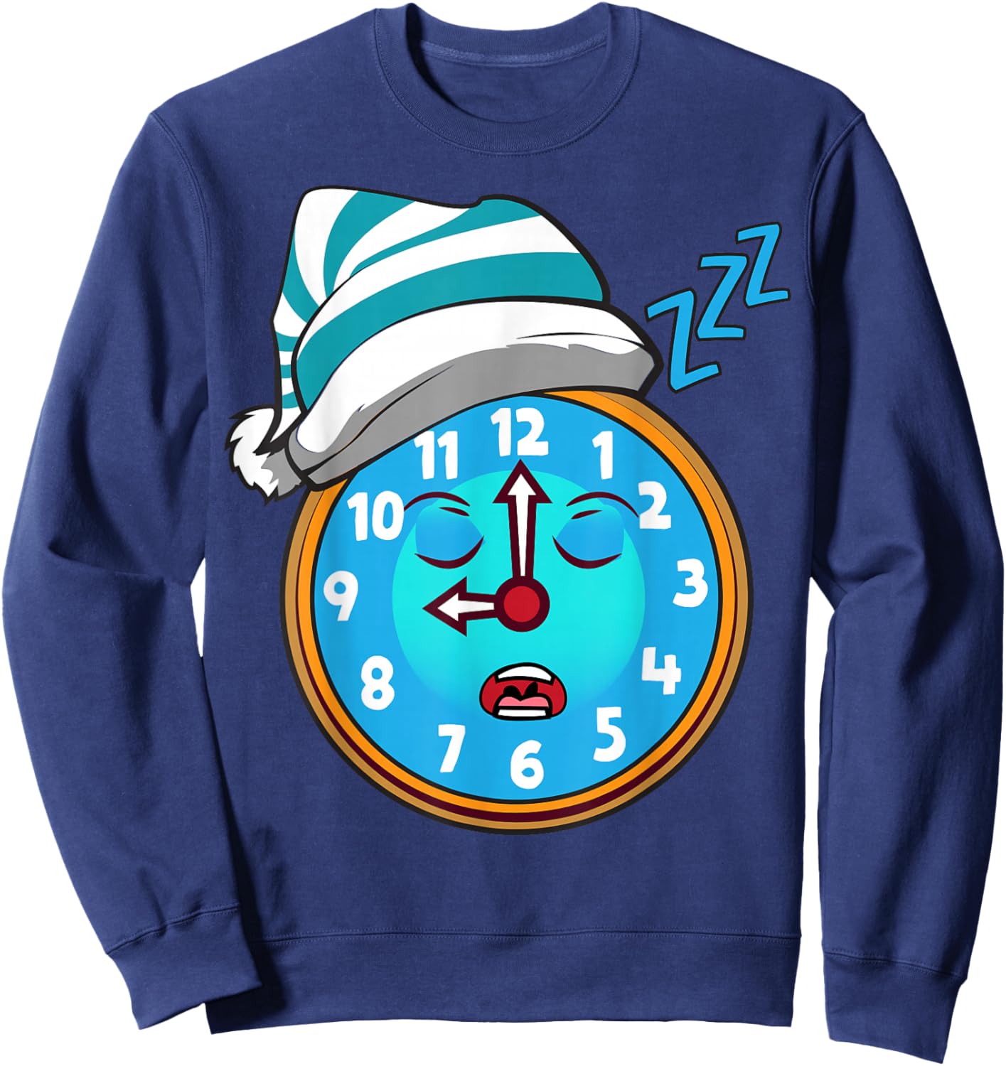 Zzz Sleepy Clock Character Sleepy Time Graphics Sweatshirt - Sweatshirt | Navy