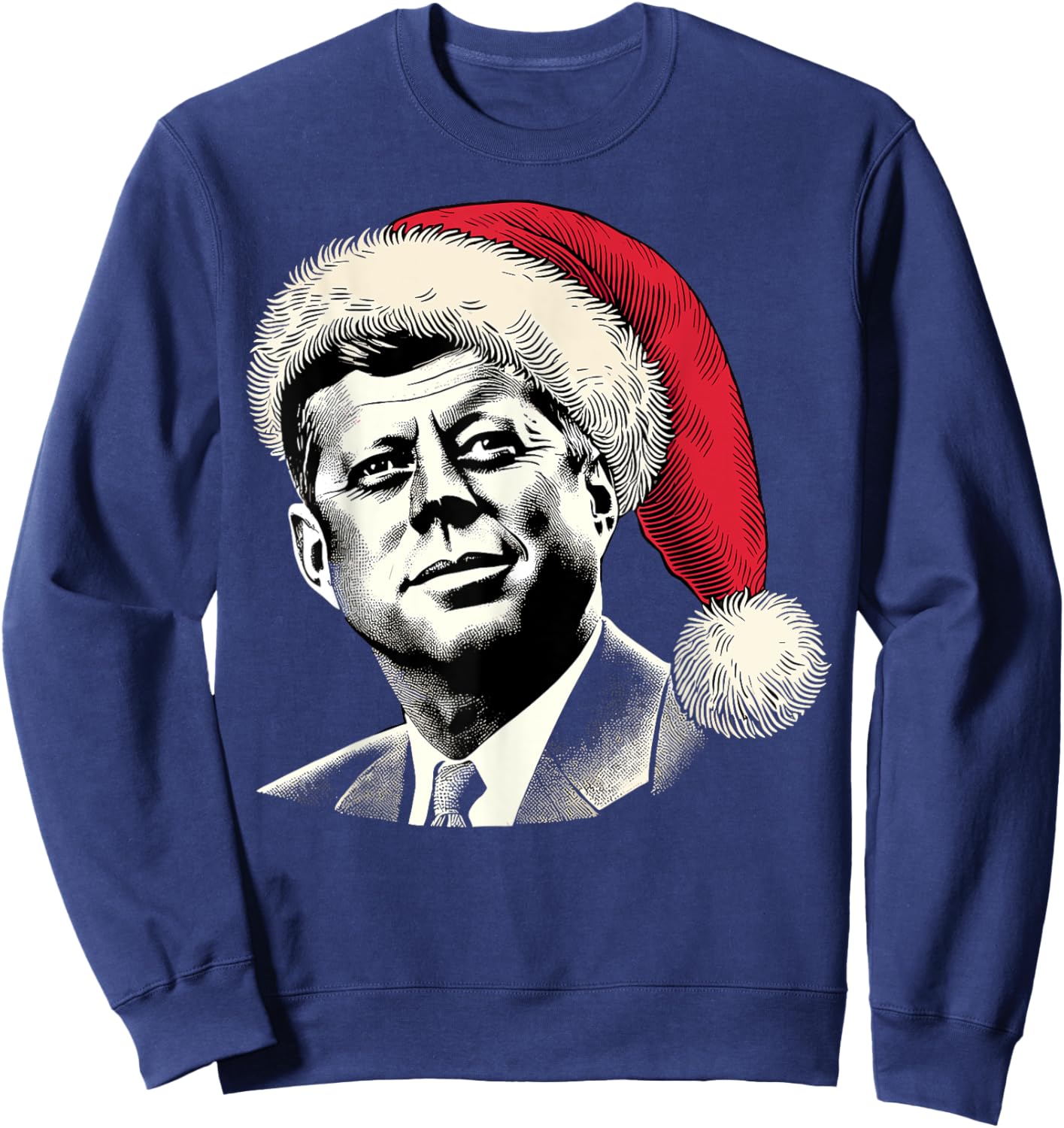 Patriotic Presidential Portrait Christmas JFK John F Kennedy Sweatshirt - Sweatshirt | Navy