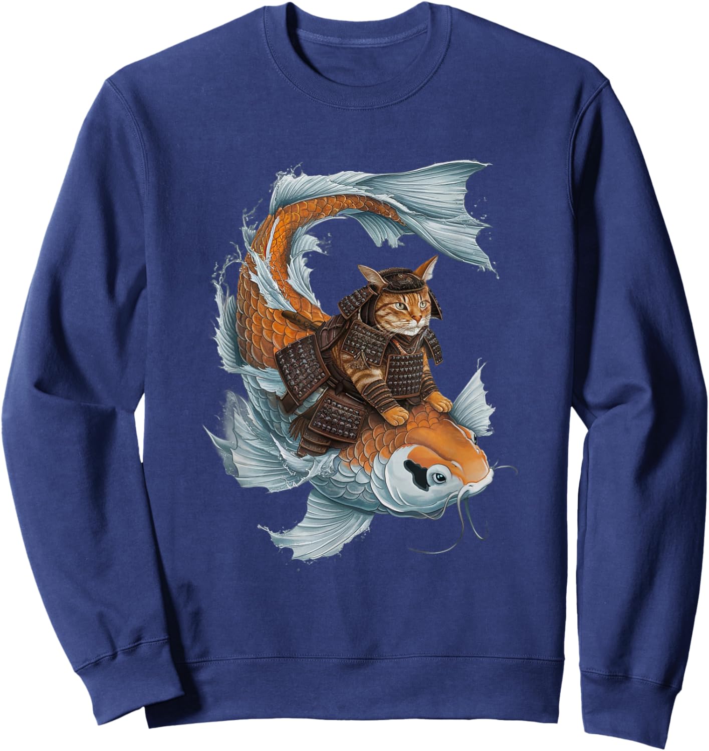 Samurai Cat Ninja Aesthetic Japanese Katana Tokyo culture Sweatshirt - Sweatshirt | Navy
