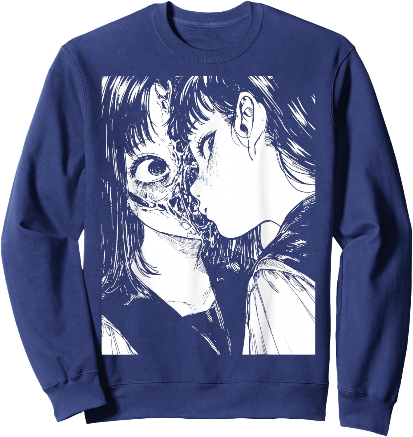 Horror Anime Manga | Japan Japanese Creepy Kawaii Goth Sweatshirt - Sweatshirt | Navy