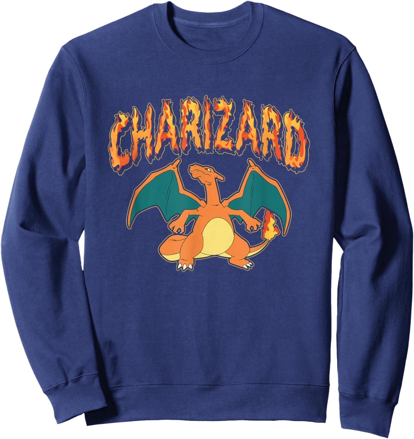 Pokémon Iconic Charizard On Fire Big Chest Portrait Sweatshirt - Sweatshirt | Navy