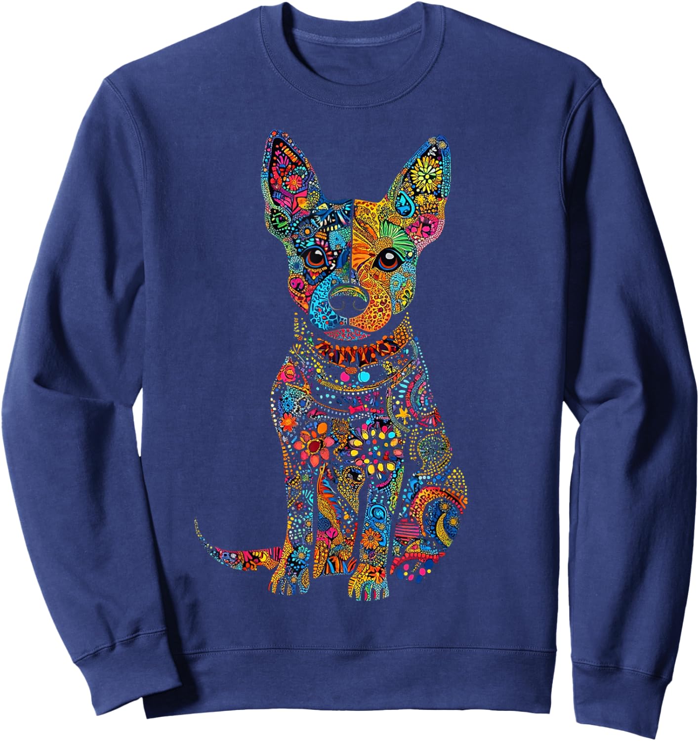 Cattle Dog Graphic Pet Illustration Mandala Cattle Sweatshirt - Sweatshirt | Navy