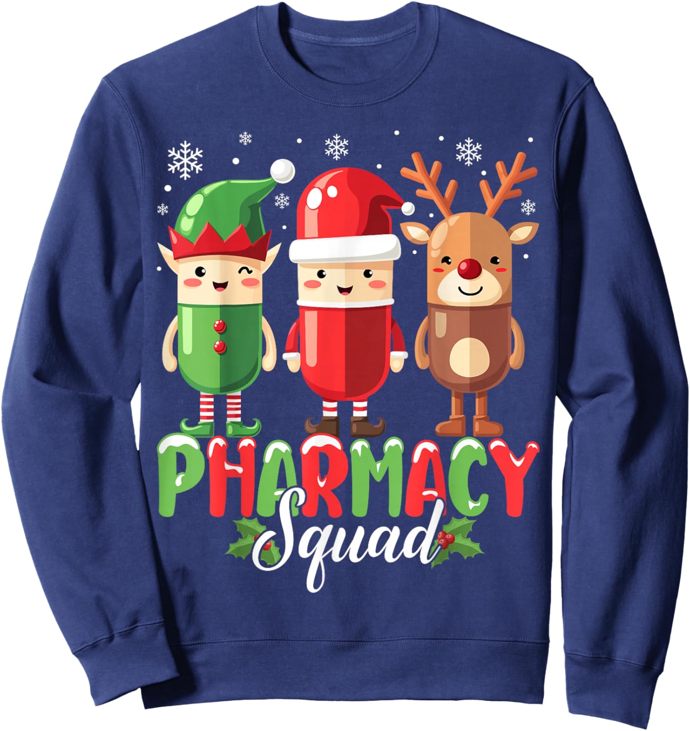Pharmacy Squad Christmas Costume Funny Pills Pharmacist Sweatshirt - Sweatshirt | Navy