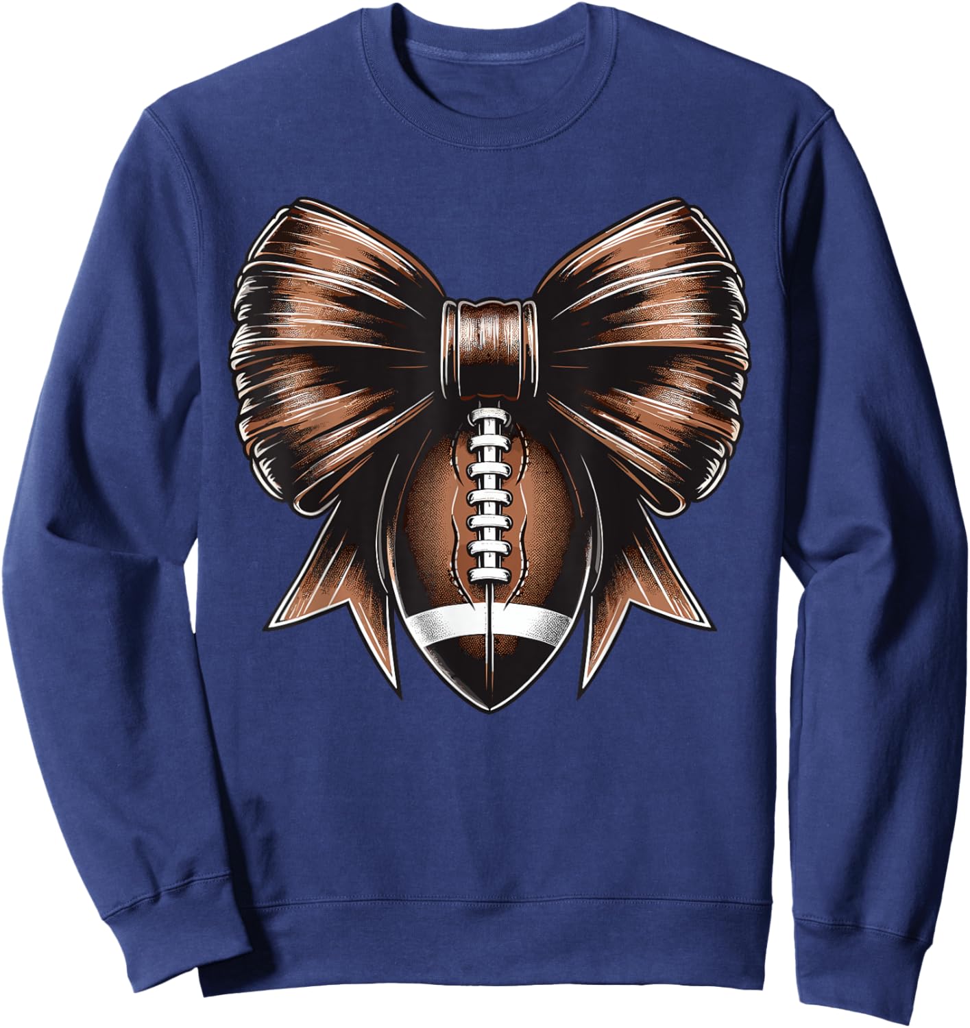 Football Coquette Bow Football Sweatshirt - Sweatshirt | Navy