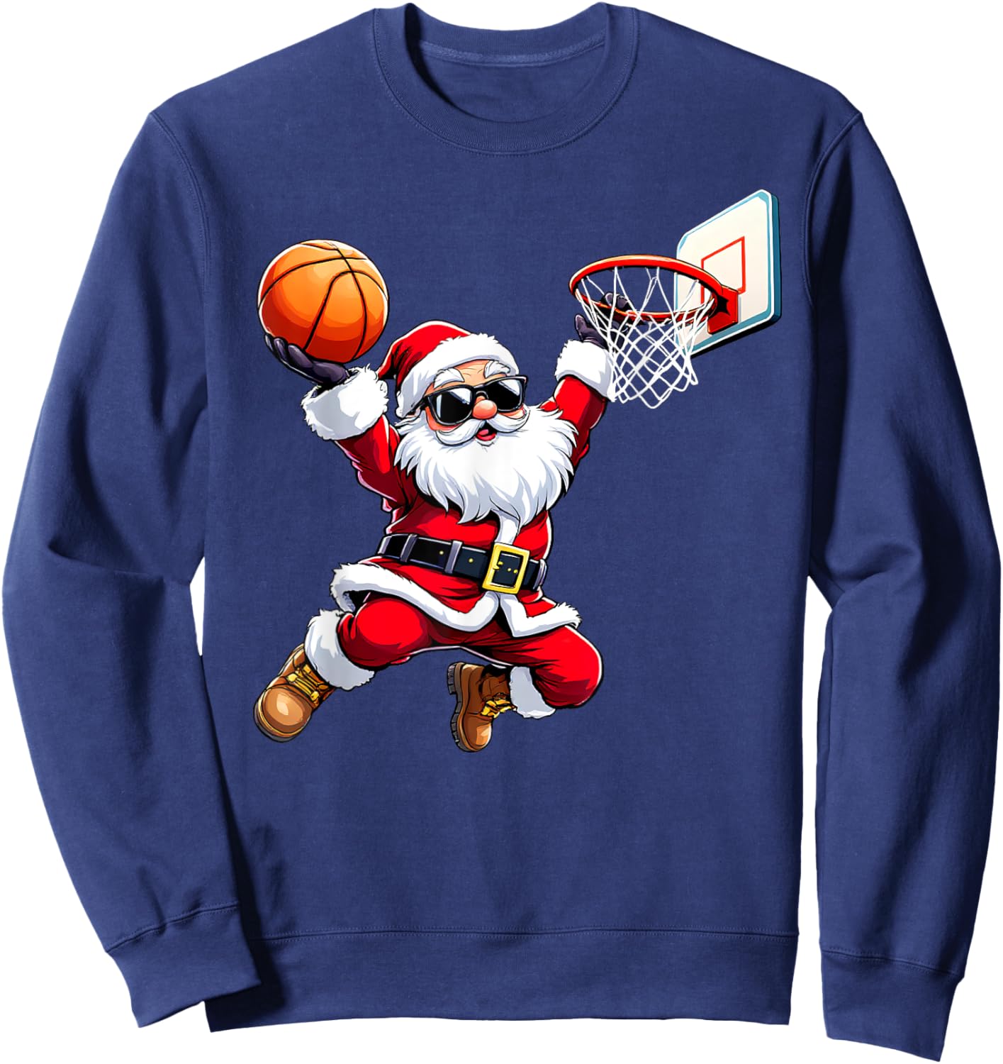 Christmas Santa Claus Dunking A Basketball Boys Kids Sweatshirt - Sweatshirt | Navy