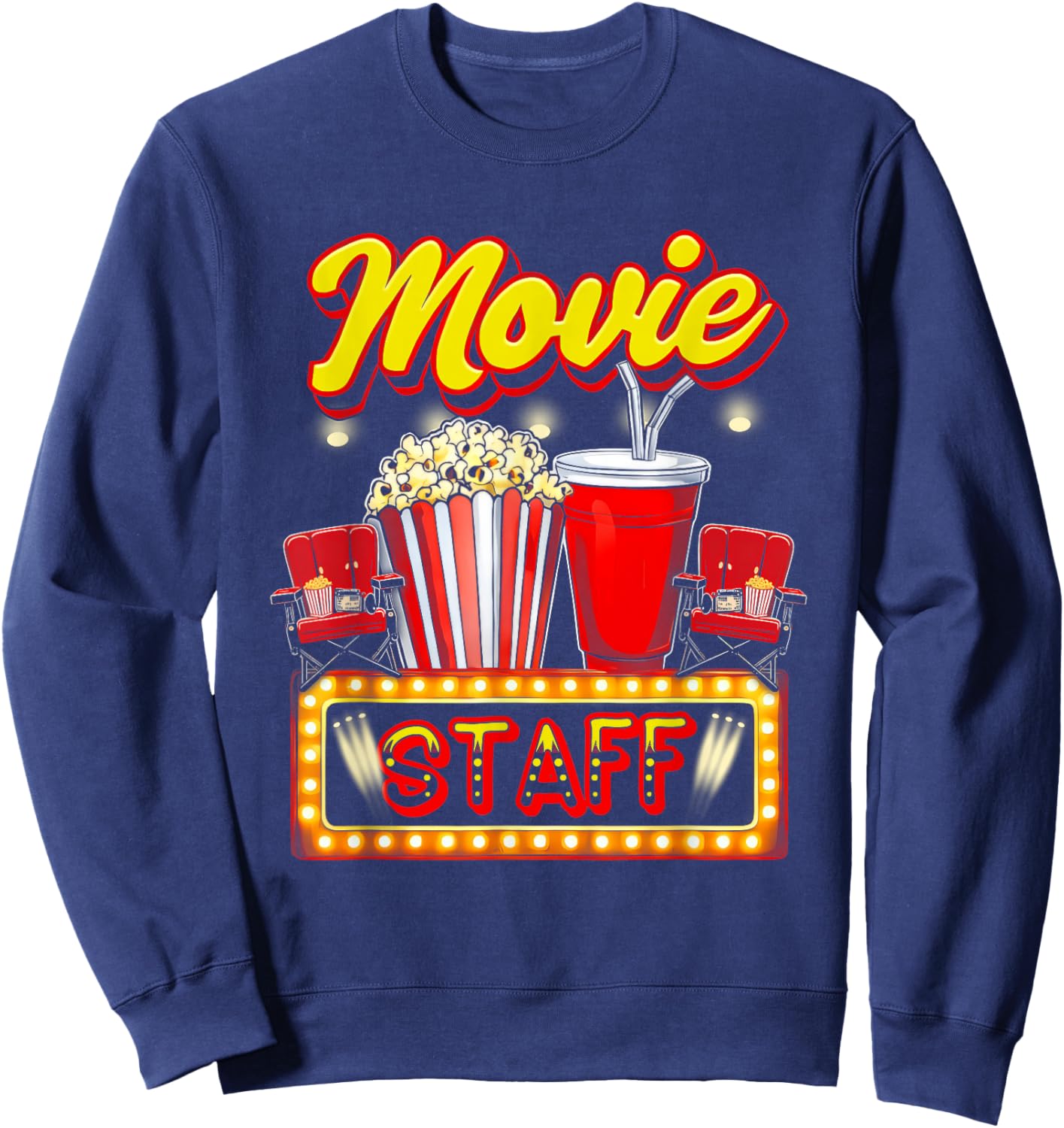 Movie Staff Party Night Behind Scenes Awesomeness Popcorn Sweatshirt - Sweatshirt | Navy