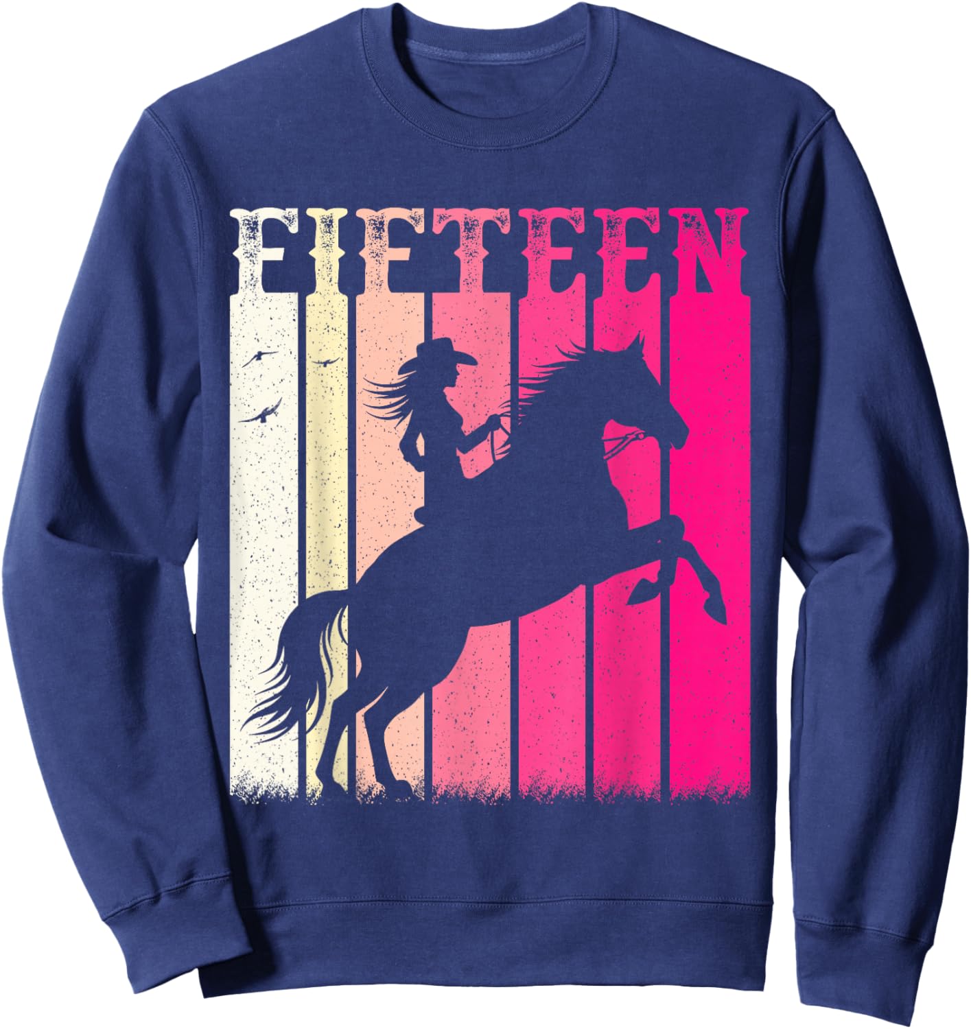 Rodeo 15th Birthday Horse Girls Cowgirl 15 Year Old Western Sweatshirt - Sweatshirt | Navy