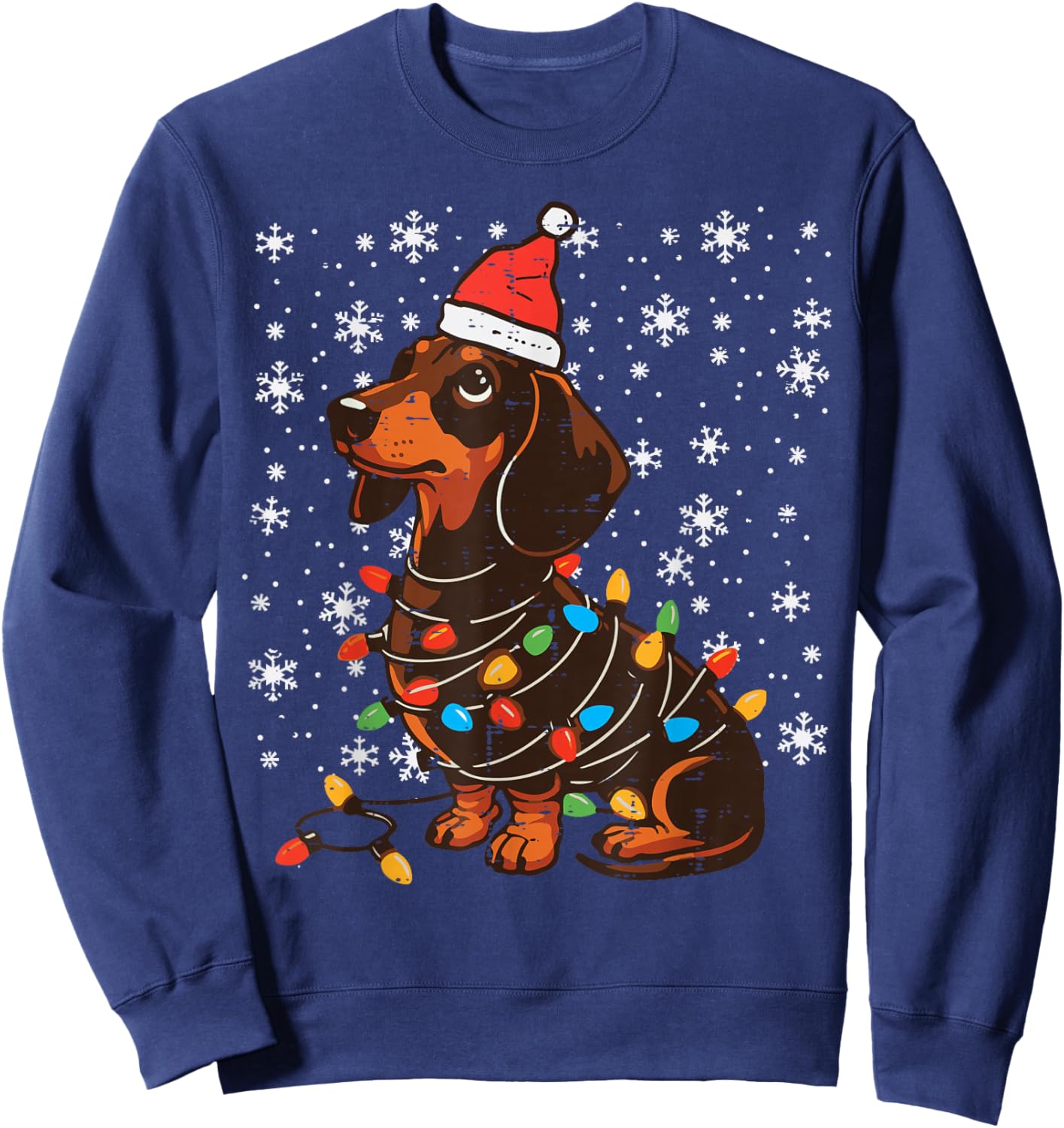 Christmas Dog Dachshund Santa Xmas Wiener Women Men Kids Sweatshirt - Sweatshirt | Navy