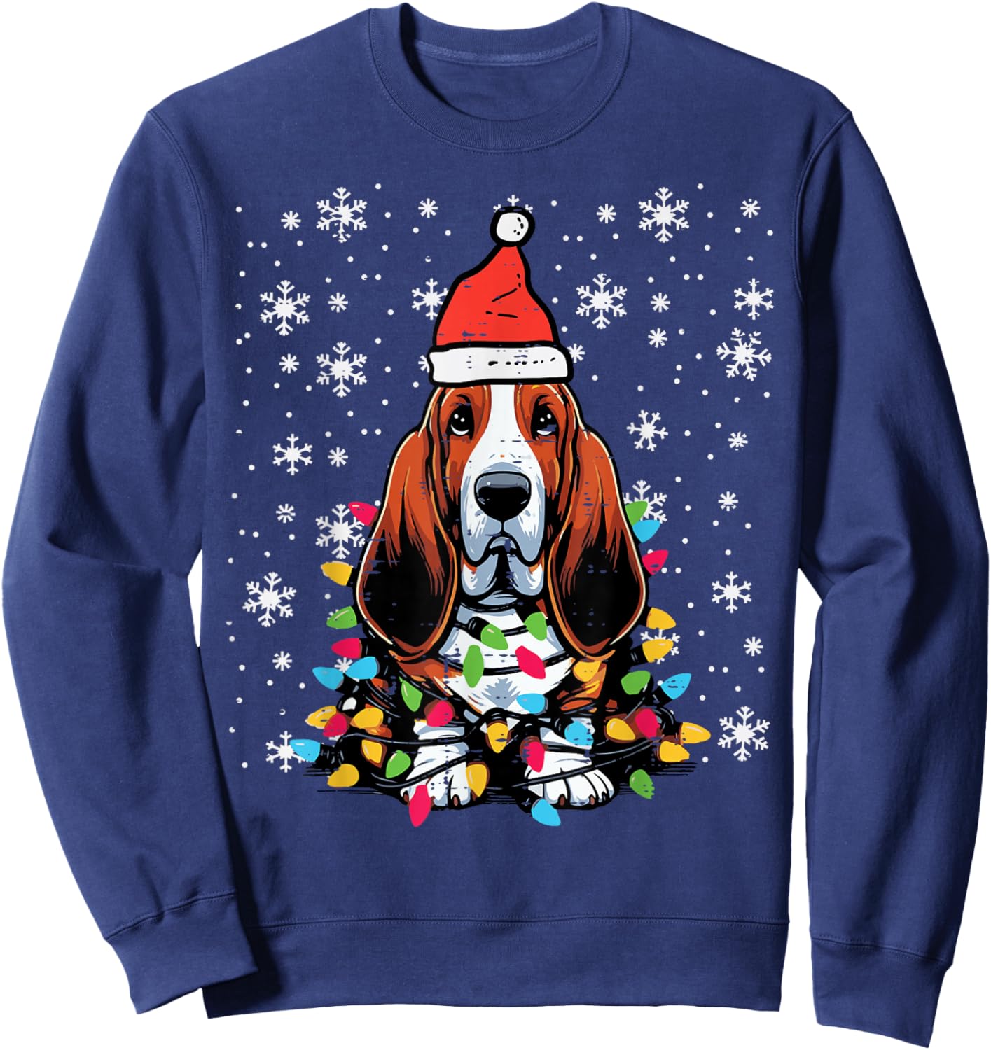 Christmas Basset Hound Cute Xmas Dog Owner Men Women Kids Sweatshirt - Sweatshirt | Navy