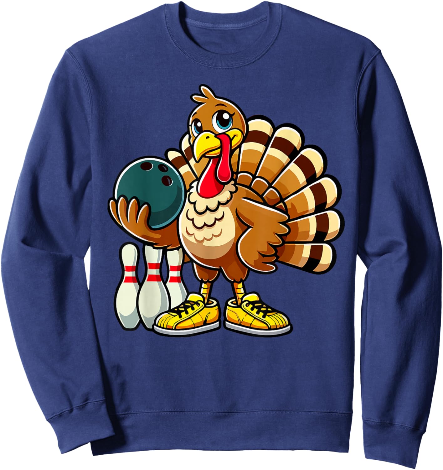 Thanksgiving Bowling Shirt Men Women Funny Turkey Bowling Sweatshirt - Sweatshirt | Navy